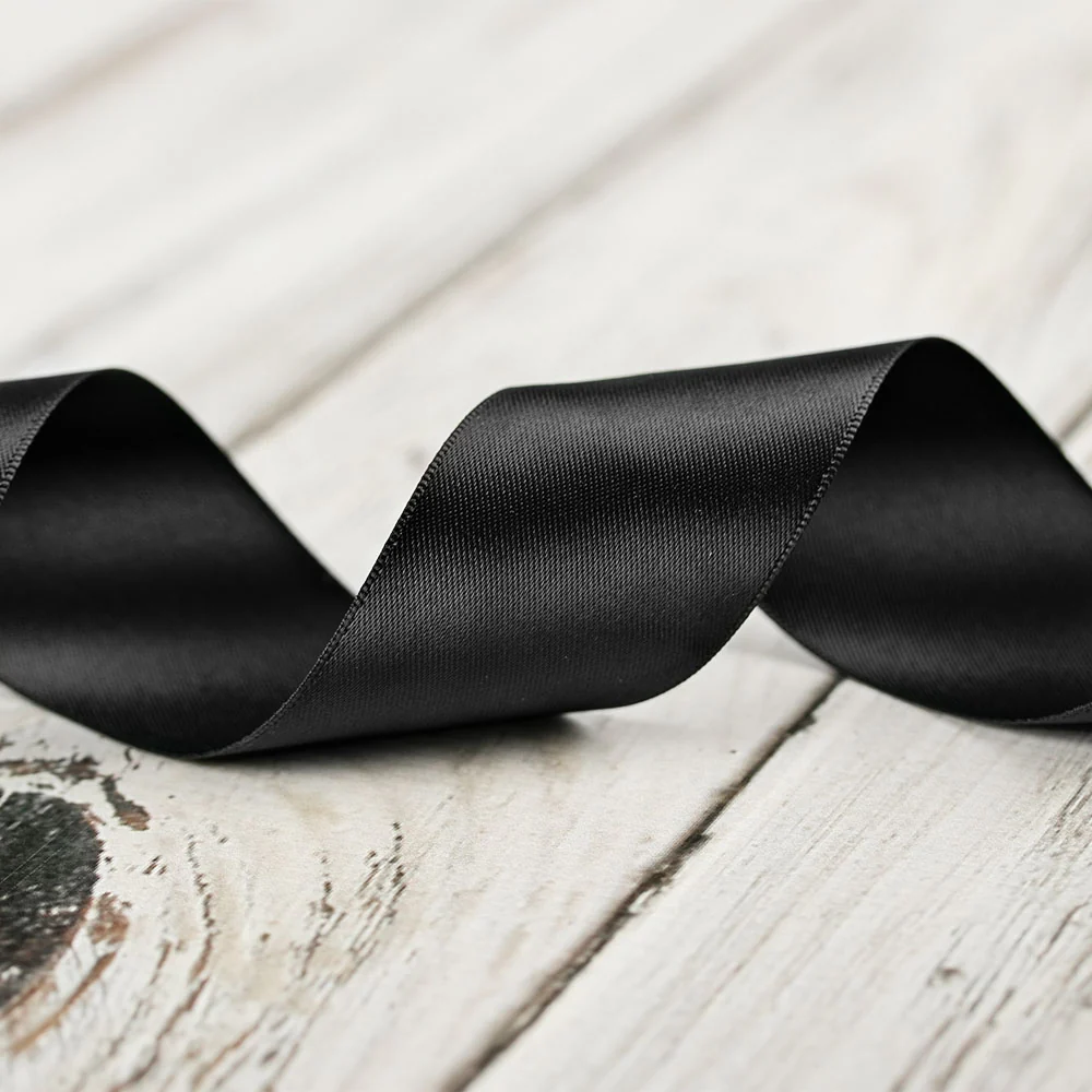 38mm Double Faced Satin Ribbon - Black