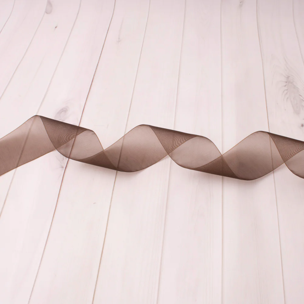 38mm Organza Ribbon - Dark Brown - Image 2