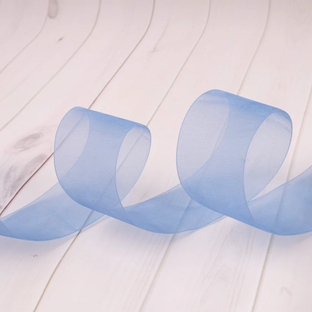 38mm Organza Ribbon - Medium Blue - Image 2