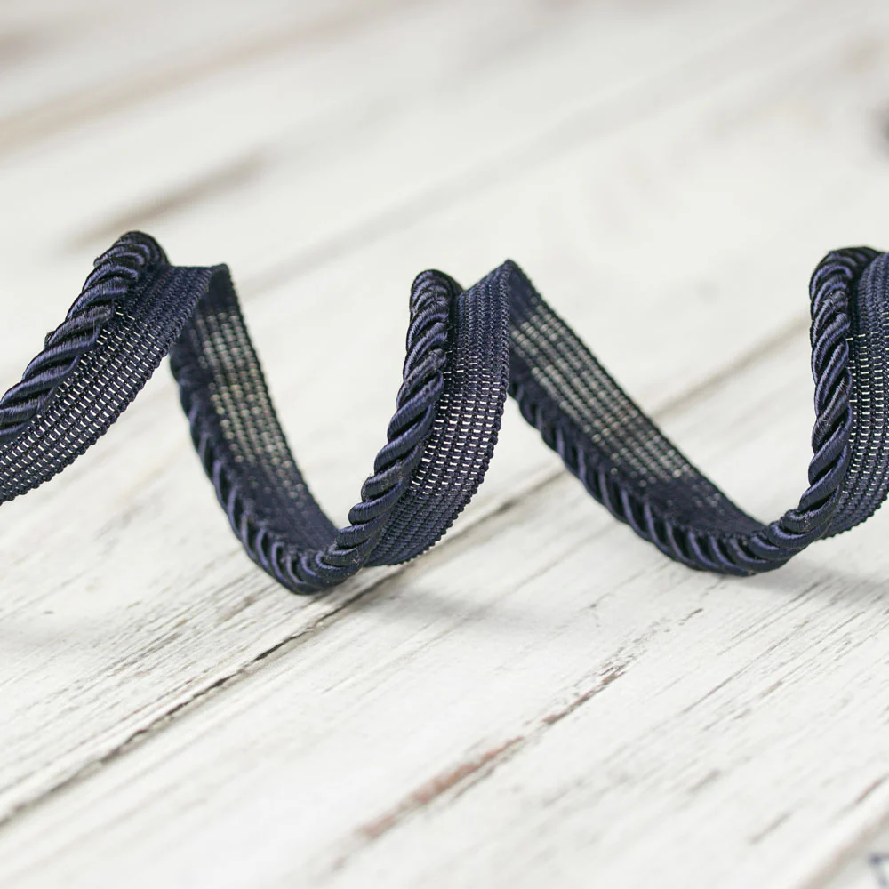 4mm Medium Twisted Cord w/Lip - Dark Navy
