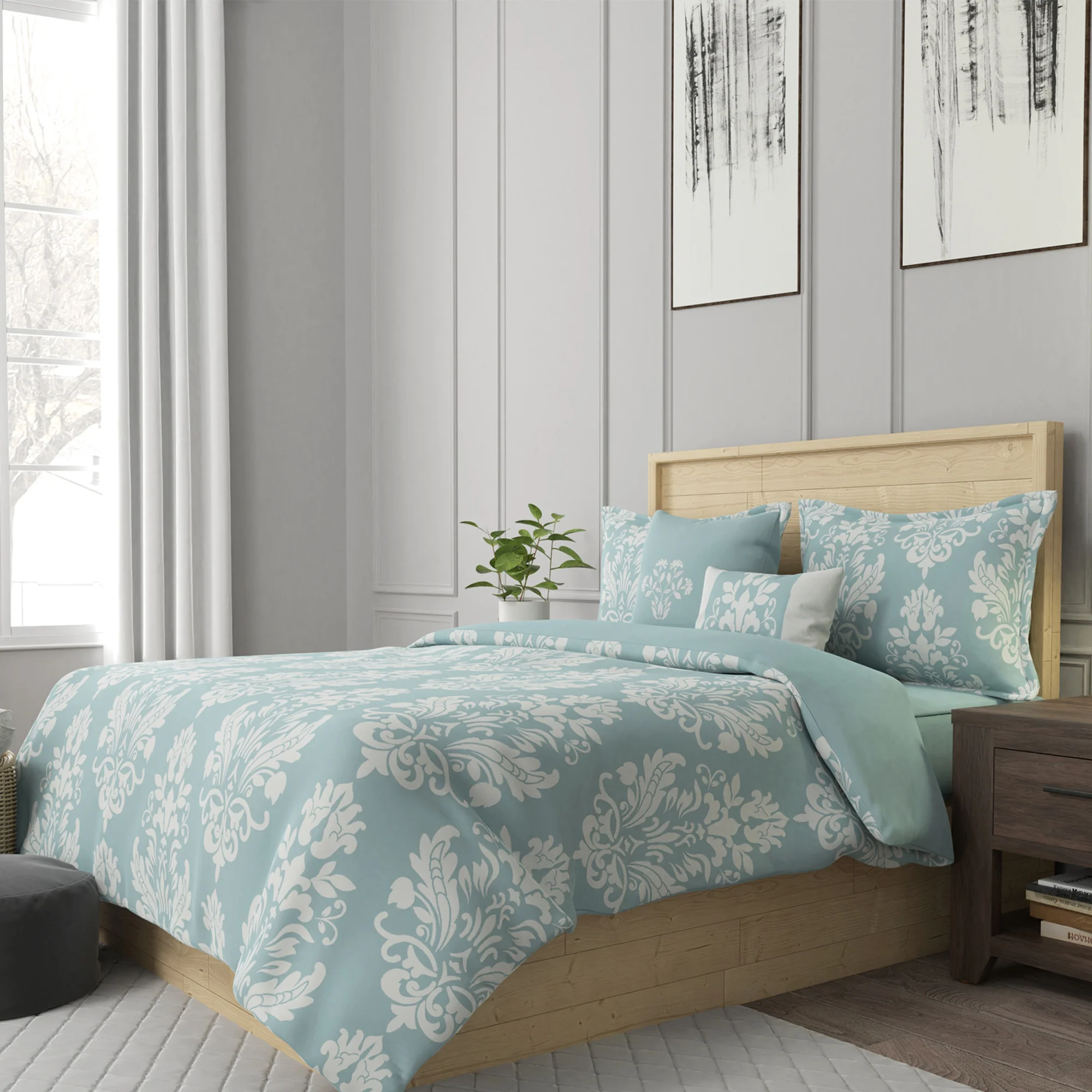5 pcs Comforter set - Aqua - Queen size