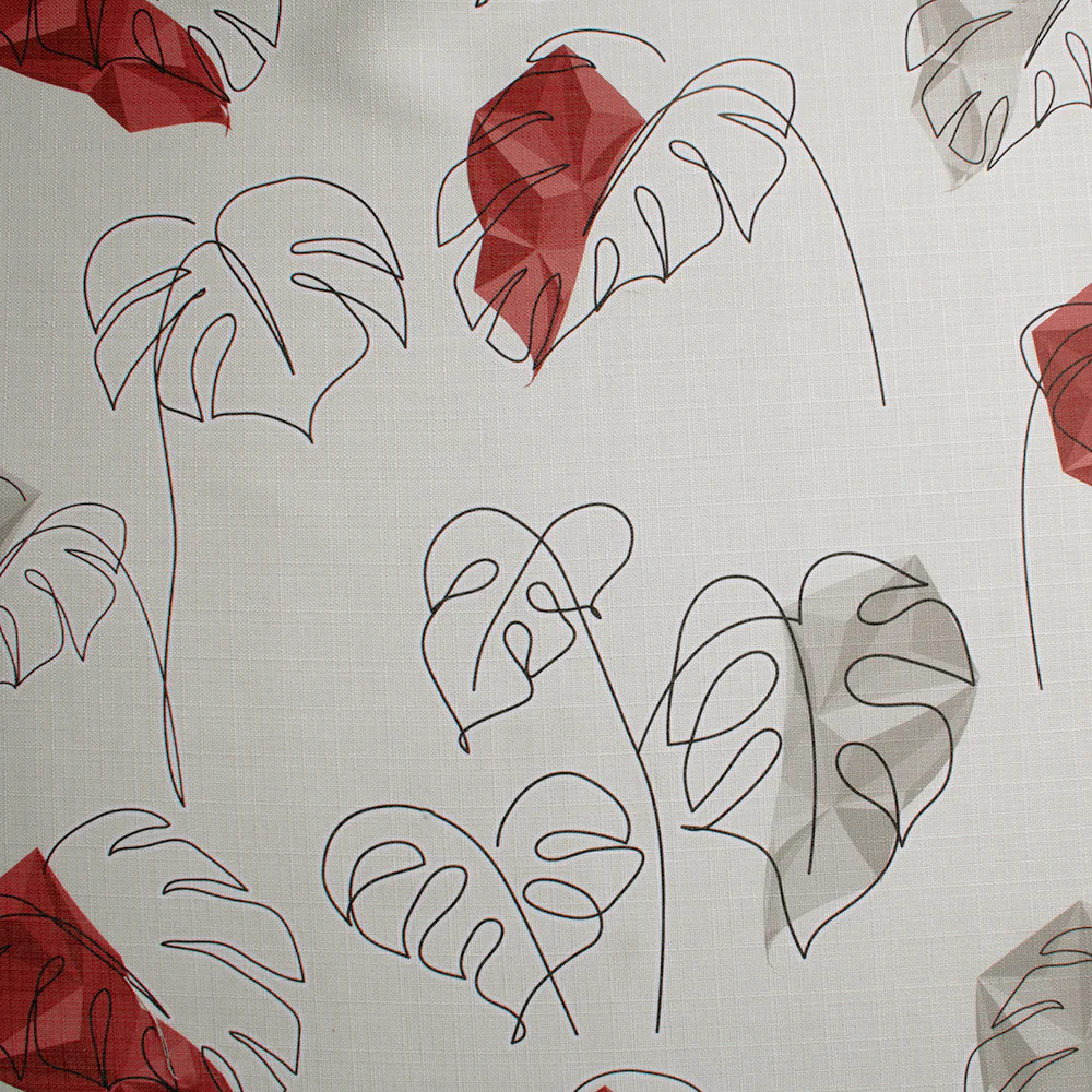 9 x 9 inch Home Decor Fabric - Bianca Collection - Palm - Burgundy