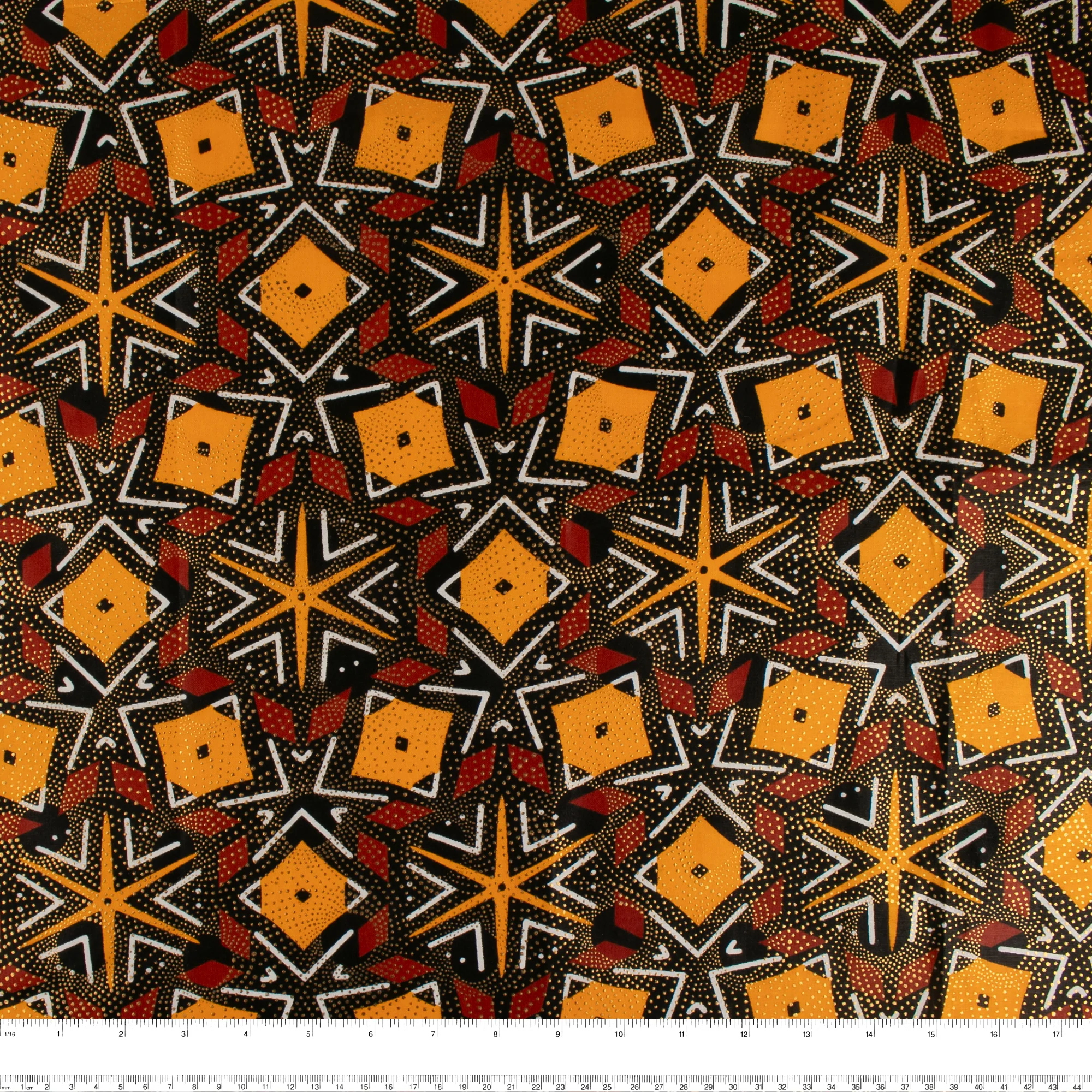 African Metallic Print - Abstract - Red / Yellow - Image 3