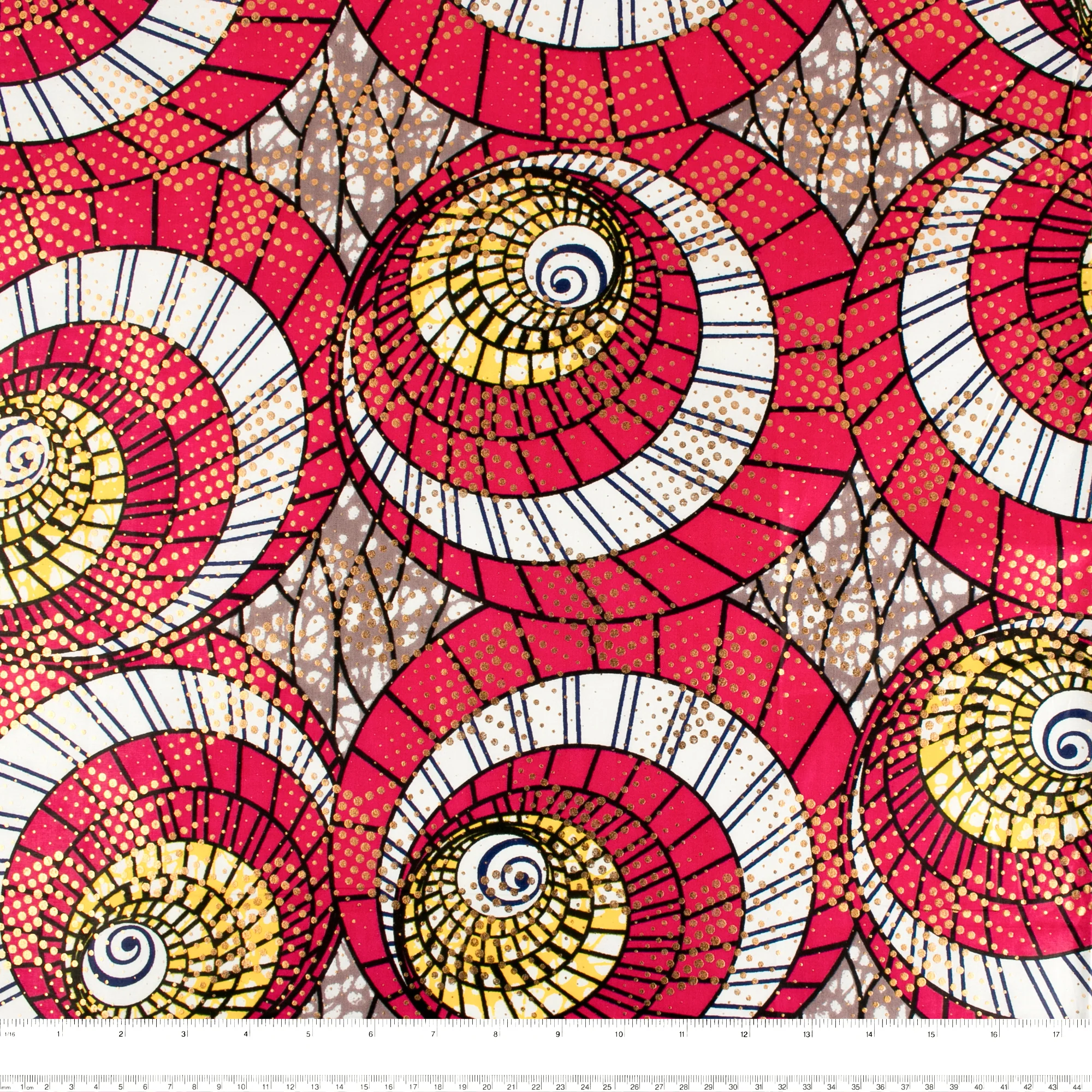 African Metallic Print - Cercles - Red - Image 3