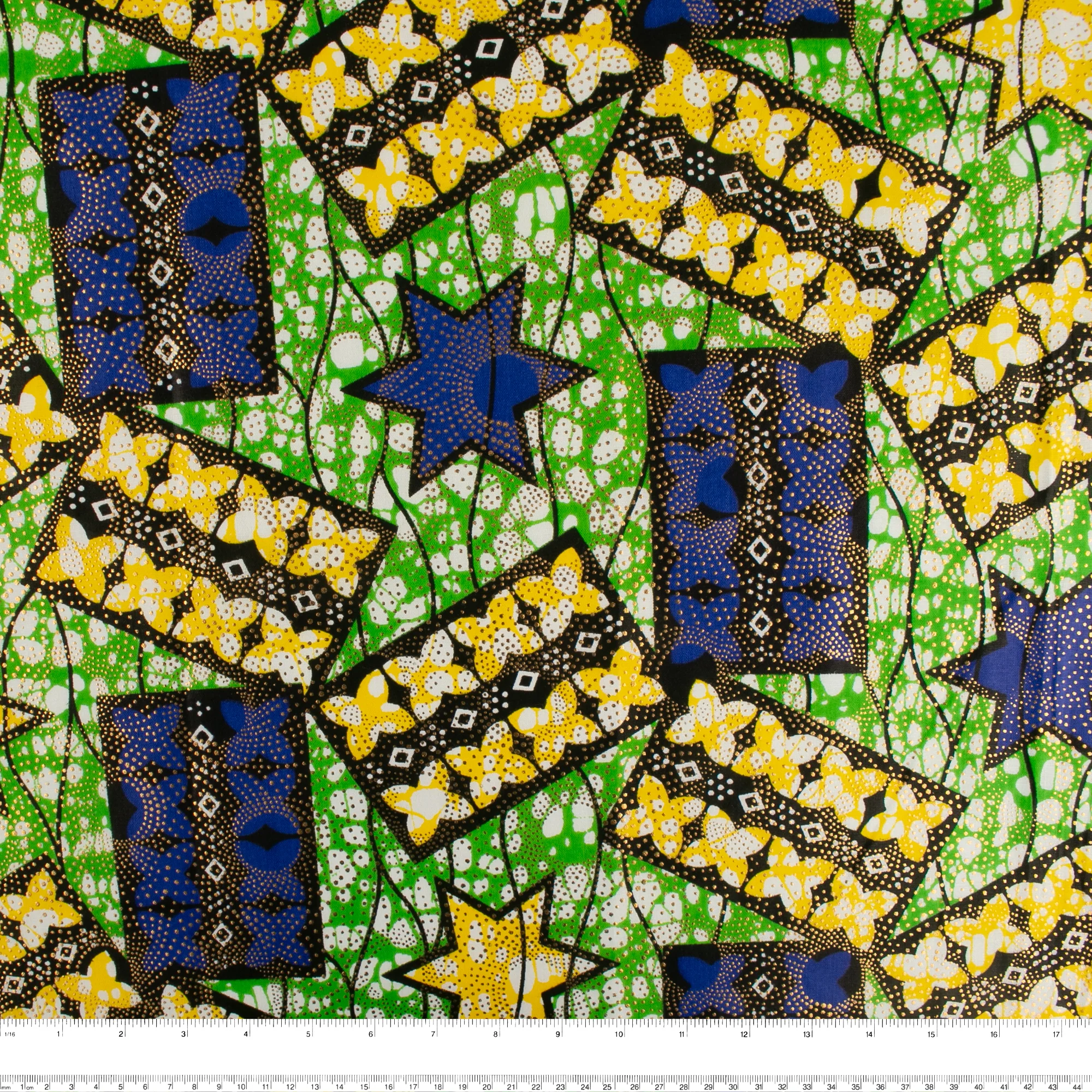 African Metallic Print - Rectangle - Green / Blue - Image 3