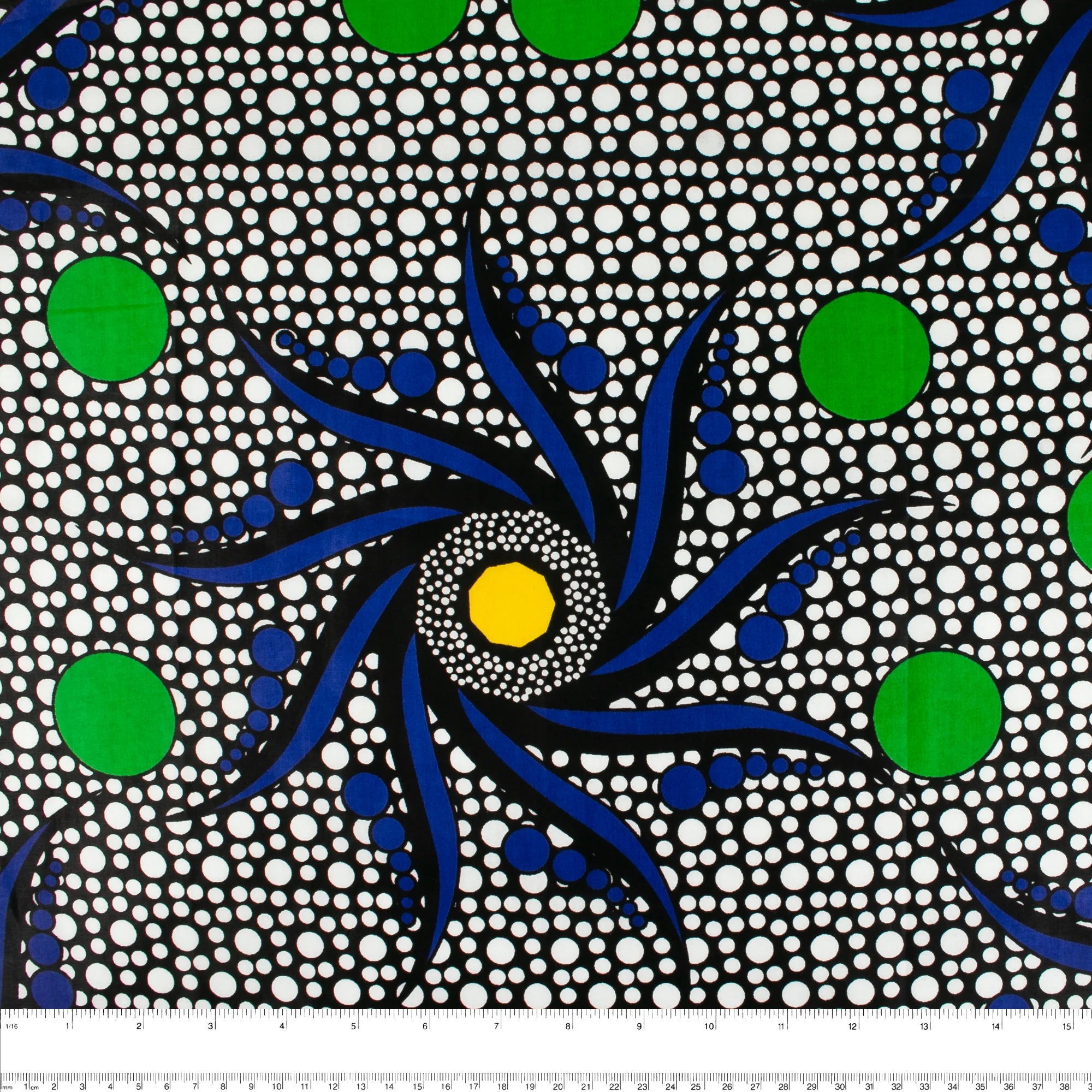 African Print - Cercles / Flowers - Blue - Image 3