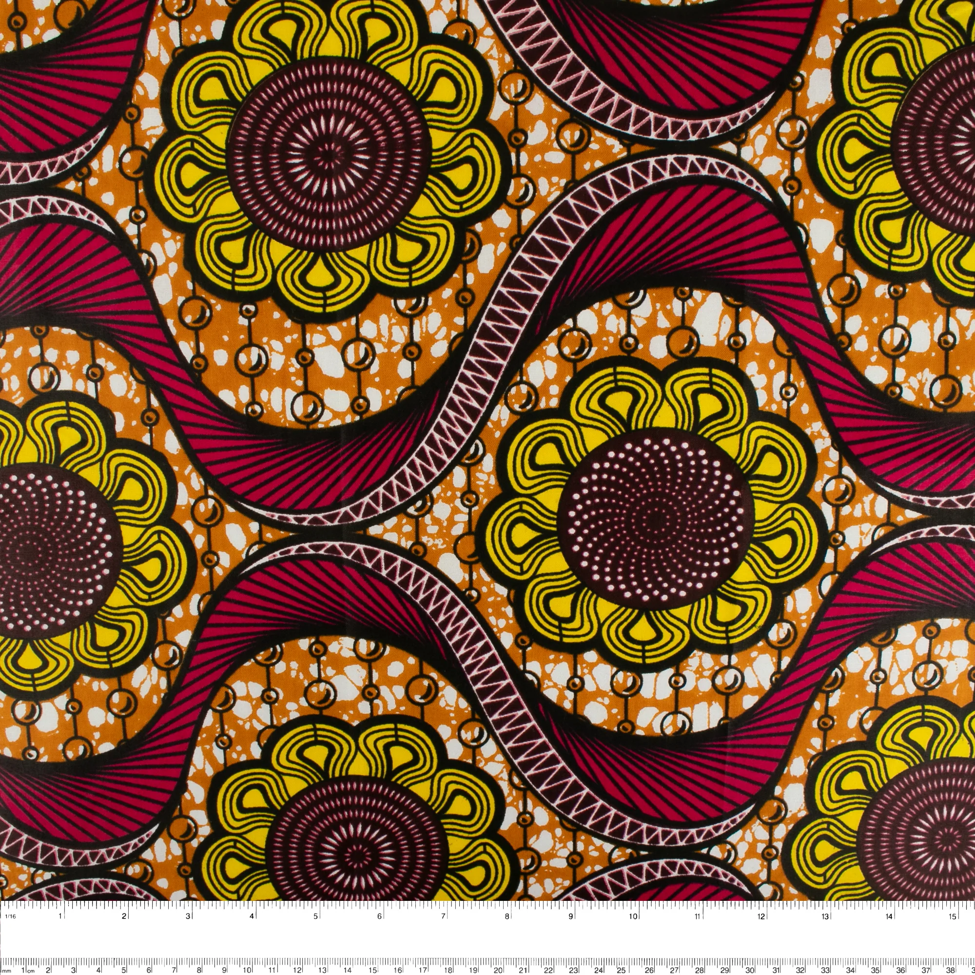 African Print - Waves / Flowers - Orange - Image 3
