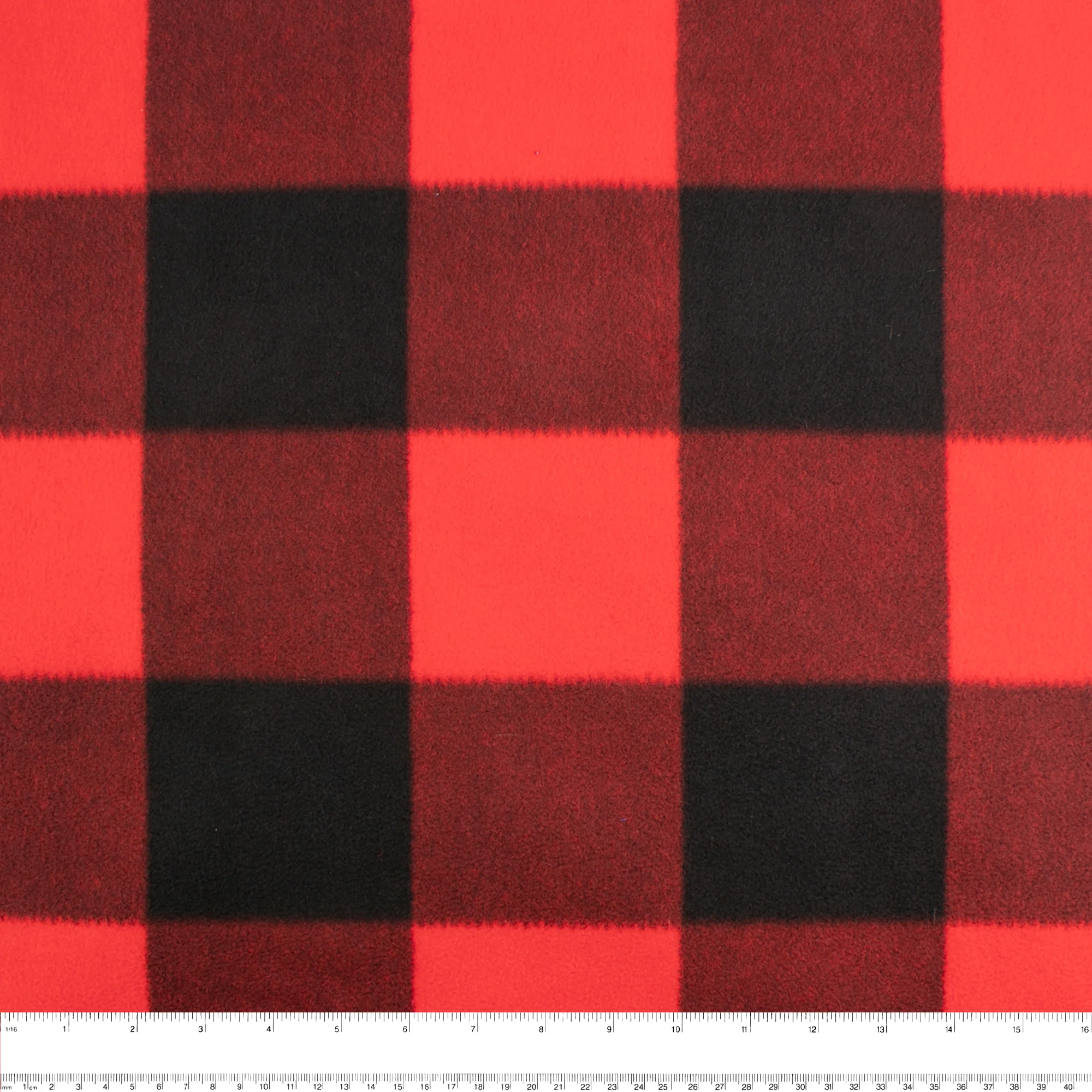 Anti-Pill Fleece Print - OUTBACK - Buffalo plaid - Red - Image 3