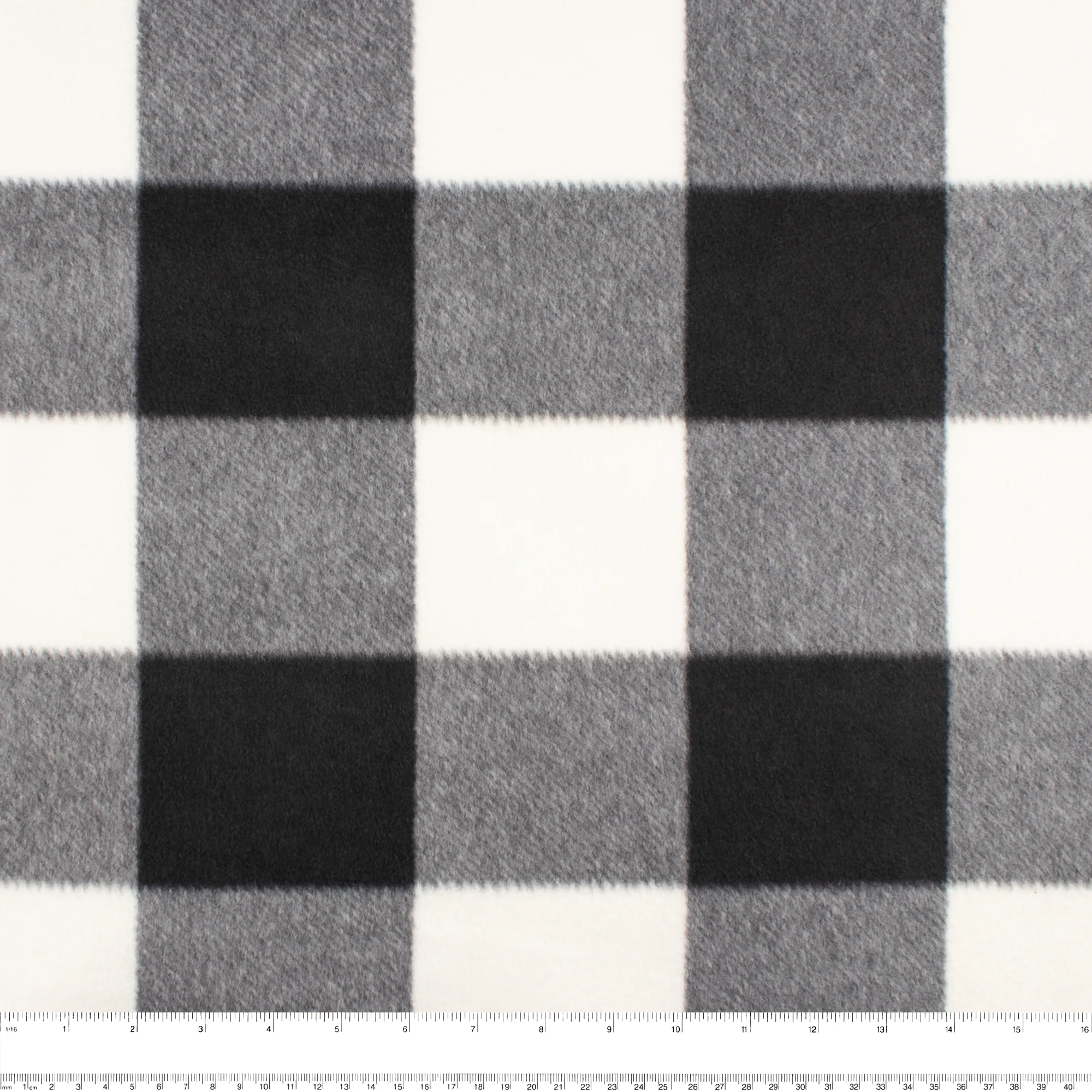 Anti-Pill Fleece Print - OUTBACK - Buffalo plaid - Ivory - Image 3