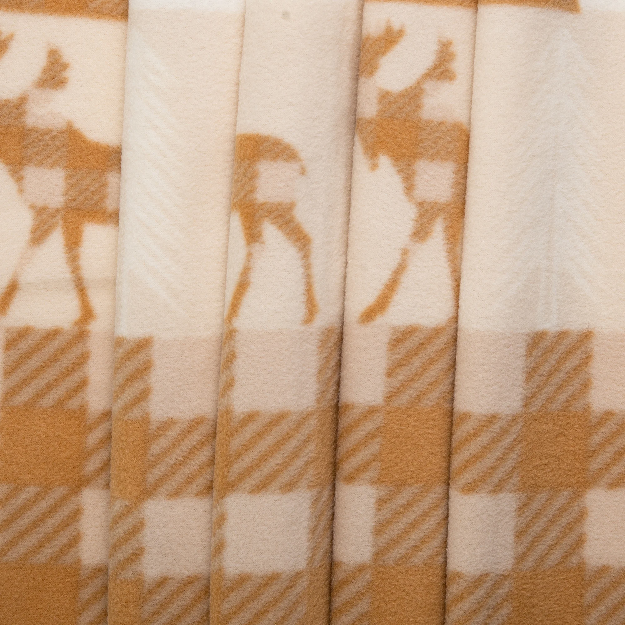 Anti Pill Fleece Print - SLIPPY - Deer / Buffalo - Beige - Image 4