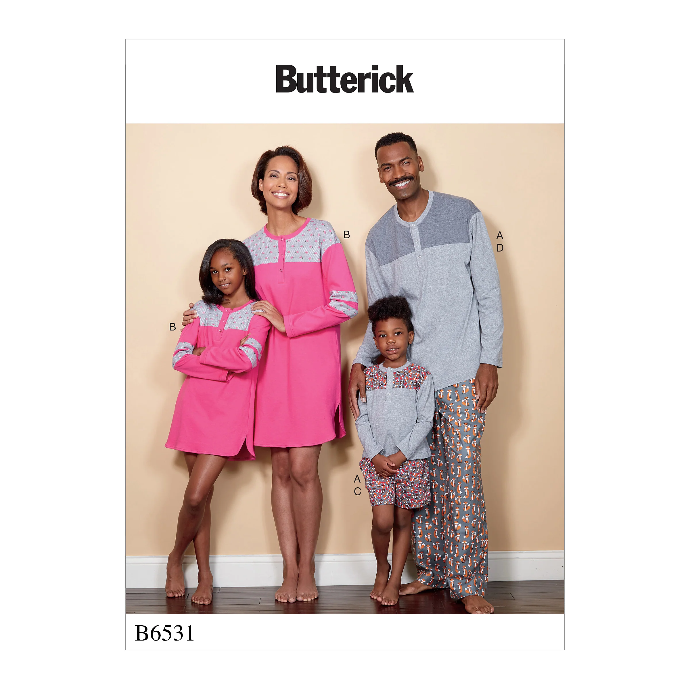 B6531 Misses'/Men's/Childrens'/Boys'/Girls' Top, Tunic, Shorts and Pants (Size: 6-8-10-12-14)
