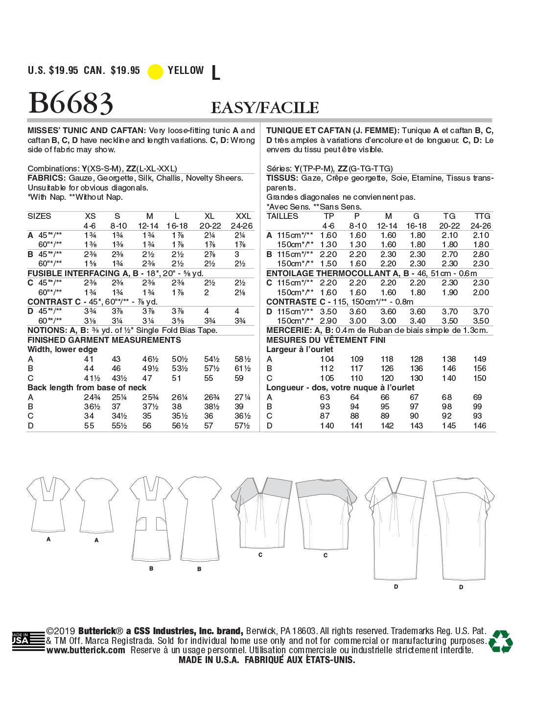 B6683 Misses' Tunic and Caftan (Size: L-XL-XXL) - Image 8