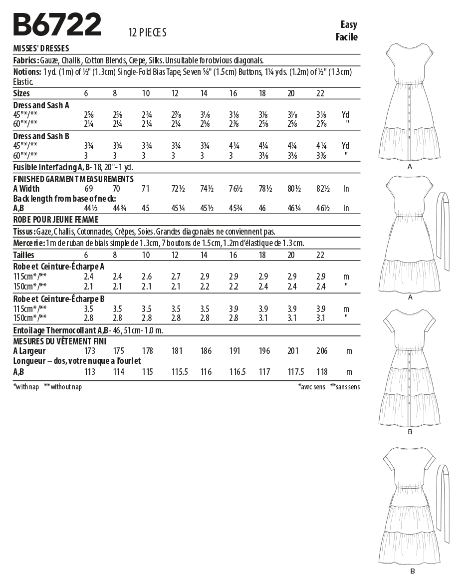 B6722 Misses' Dresses (Size: 14-16-18-20-22) - Image 6