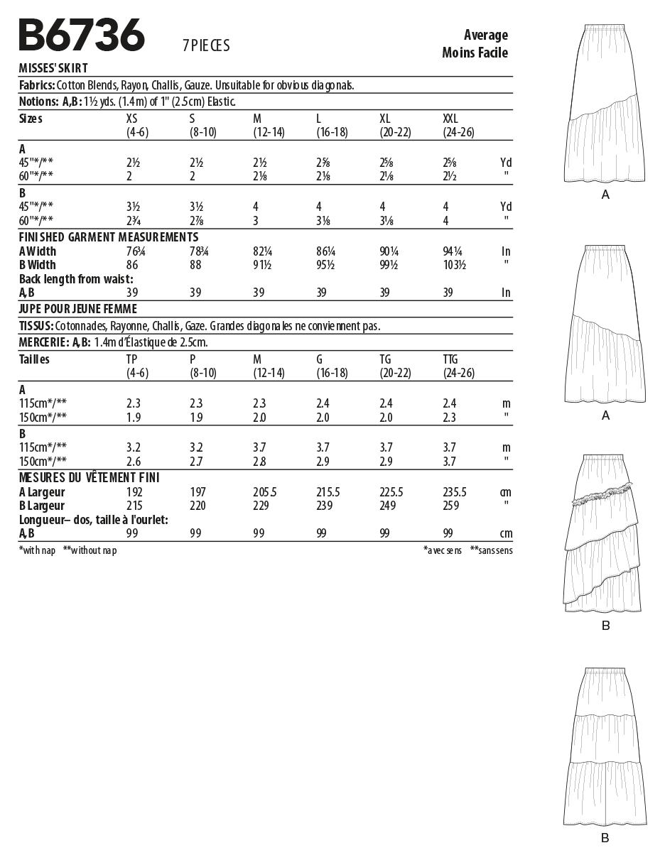 B6736 Misses' Skirts (Size: L-XL-XXL) - Image 4