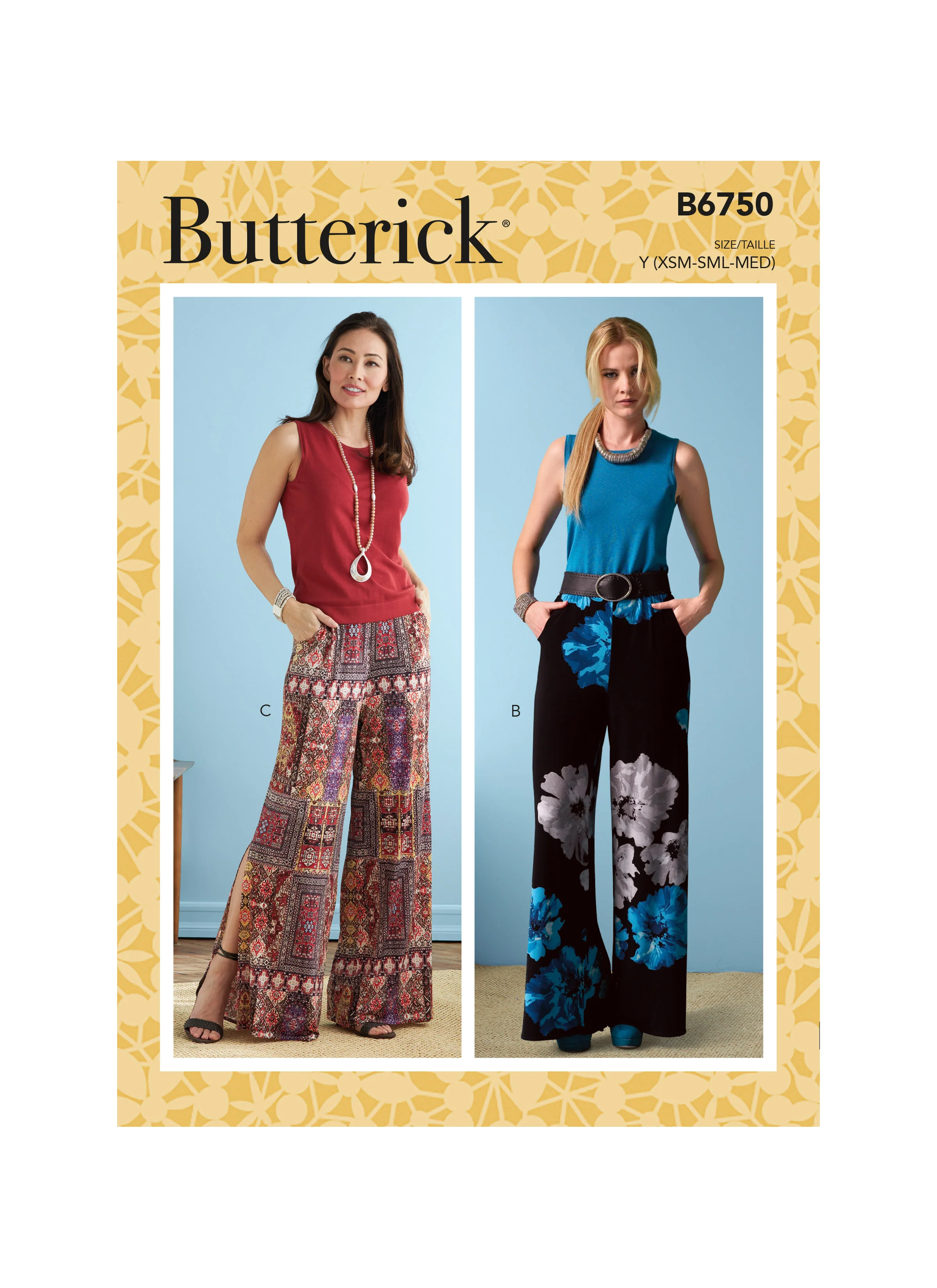 B6750 Misses' Elastic-Waist Shorts and Pants (Size: L-XL-XXL)