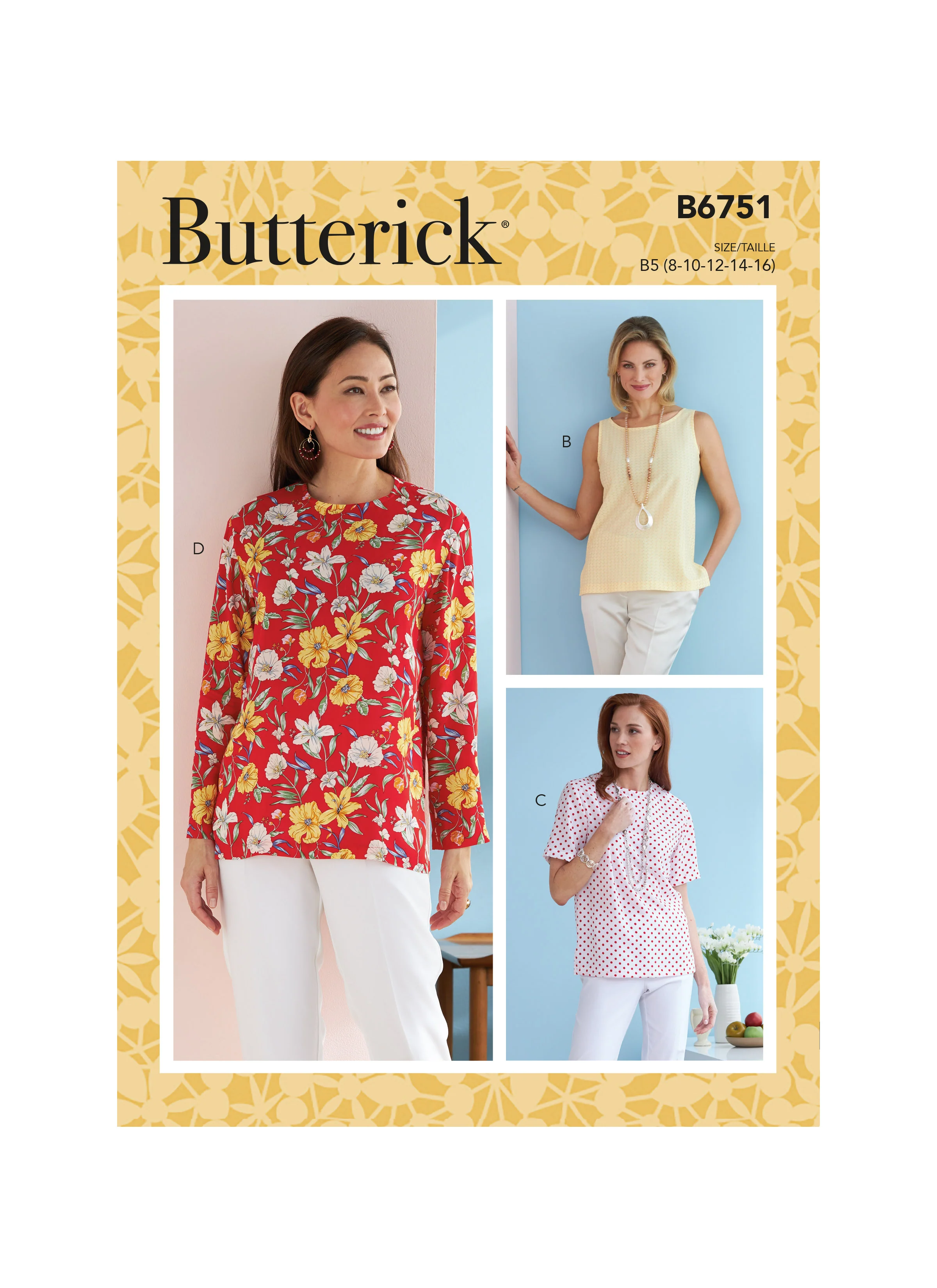B6751 Misses'/Misses' Petite Pullover Tops (Size: 16-18-20-22-24)