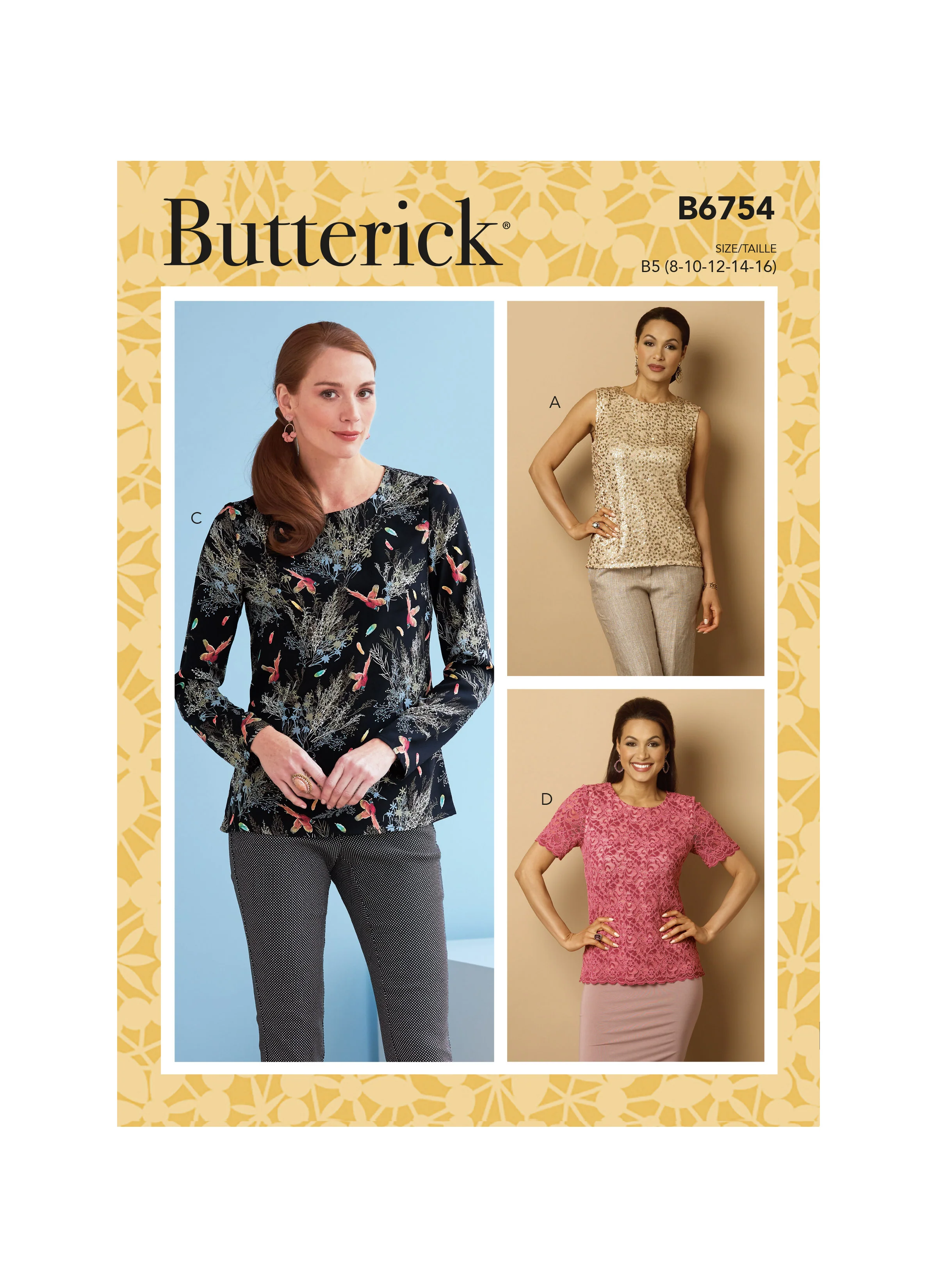 B6754 Misses' Keyhole-Closure Tops (Size: 16-18-20-22-24)