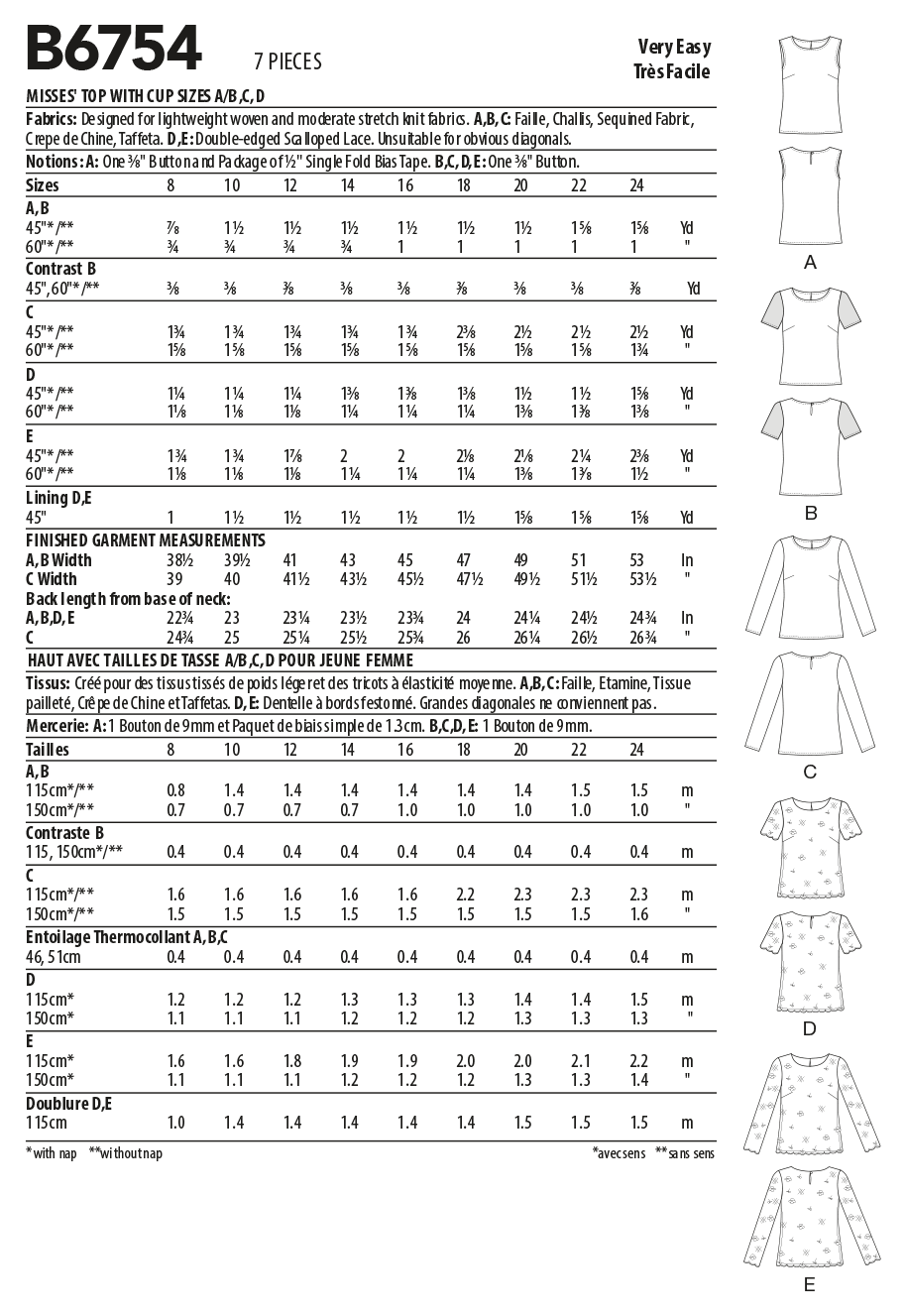 B6754 Misses' Keyhole-Closure Tops (Size: 16-18-20-22-24) - Image 4