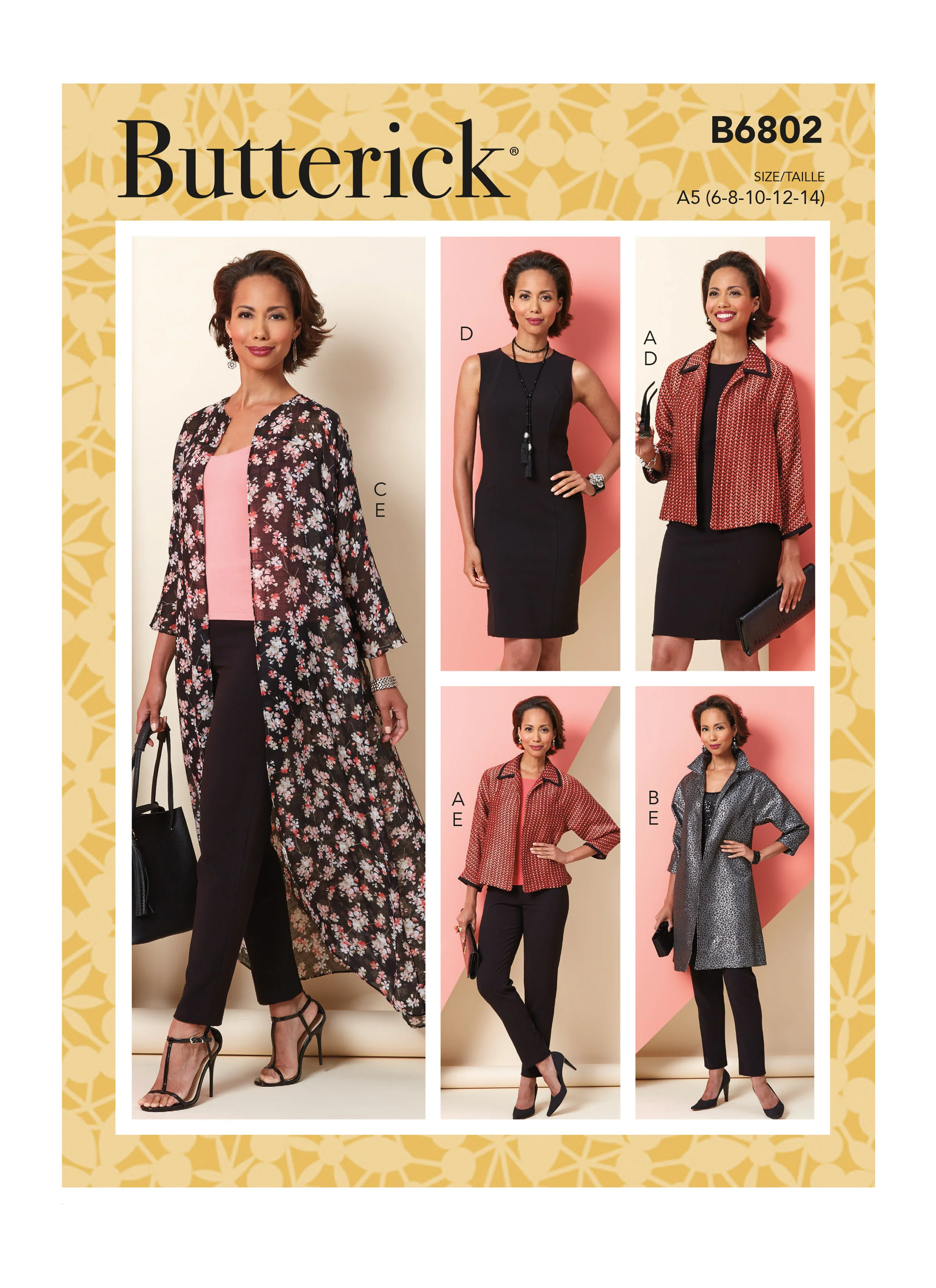 B6802 Misses' Jacket, Dress & Pants (Size: 14-16-18-20-22)