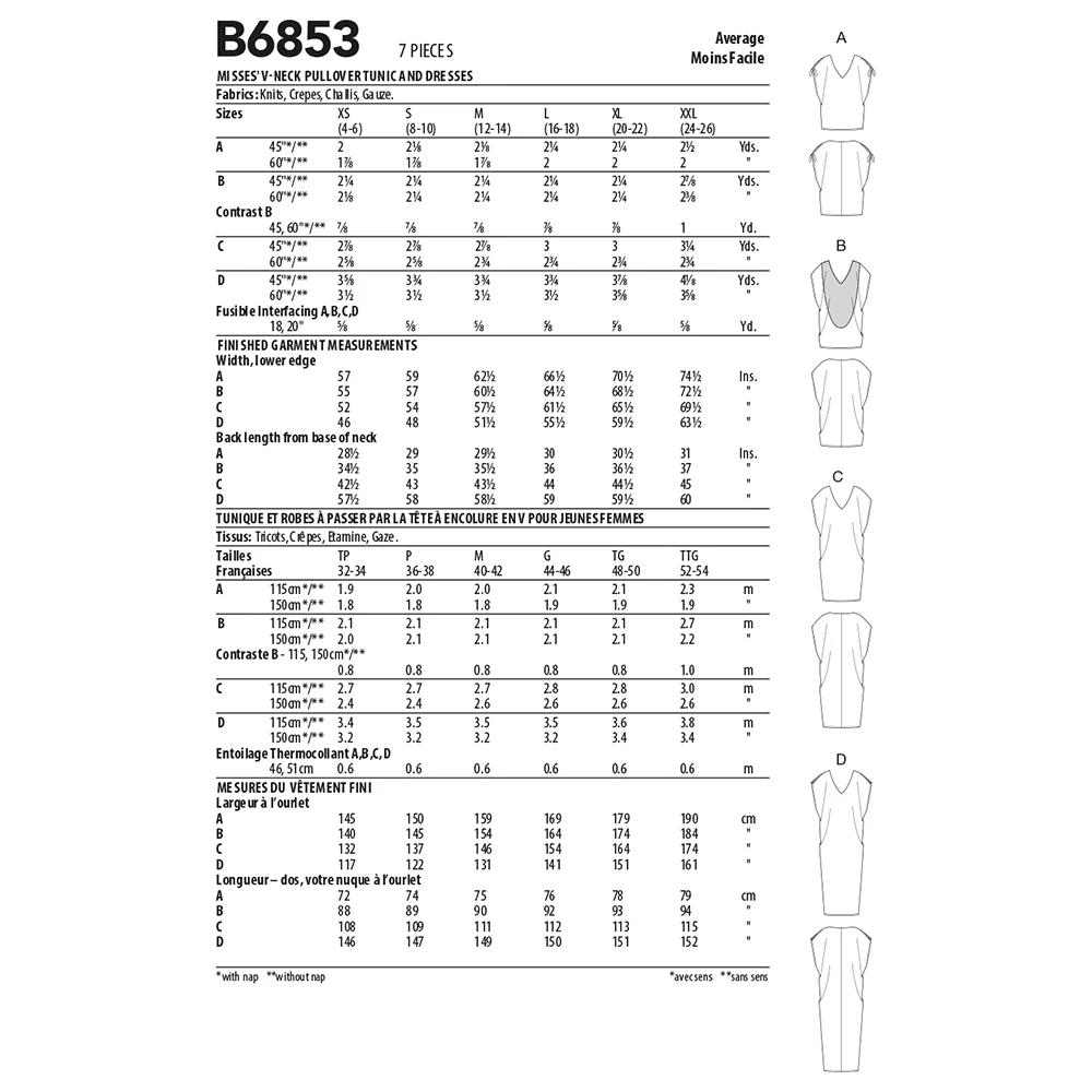 B6853 MISSES' TUNIC & DRESSES (size: XSM-SML-MED) - Image 2