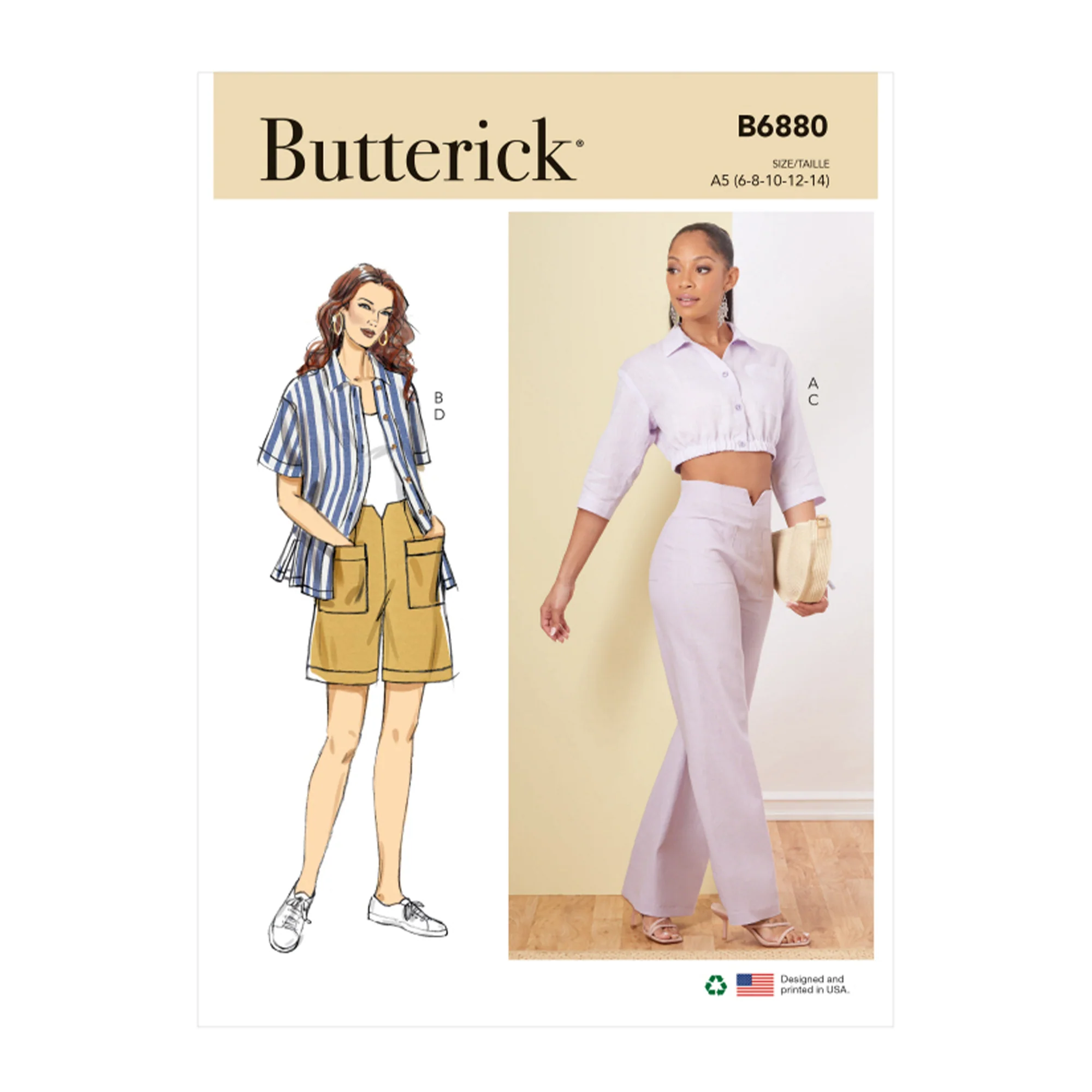 B6880 Misses' Shirts, Trousers and Shorts (16-18-20-22-24)