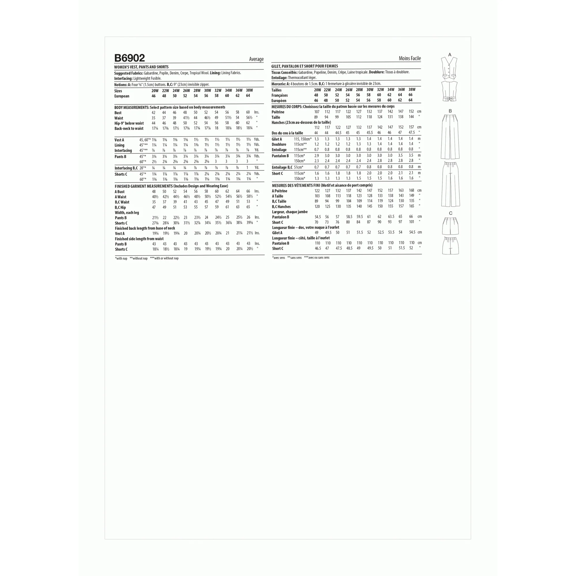 B6902 Lisette Women's Waistcoat, Trousers and Shorts - Image 2