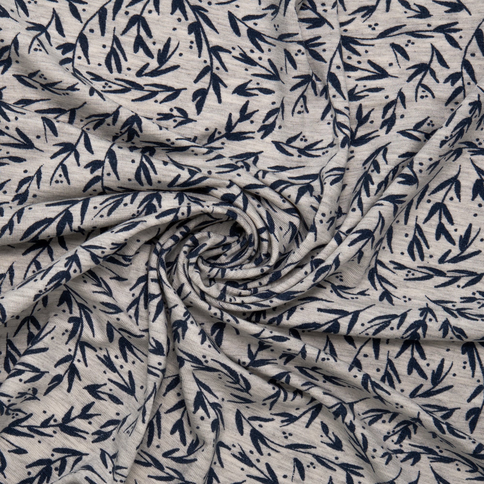 BAMBOO - Printed knit - Leafs - Silver - Image 2