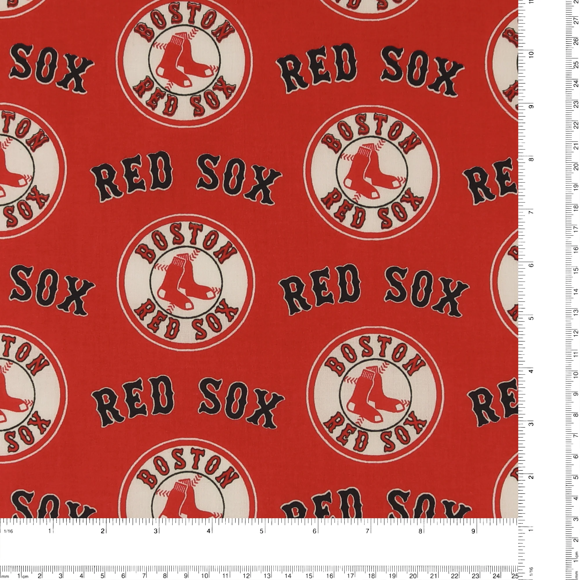 Baseball Printed Cotton - Boston RED SOX - 007 - Red - Image 3