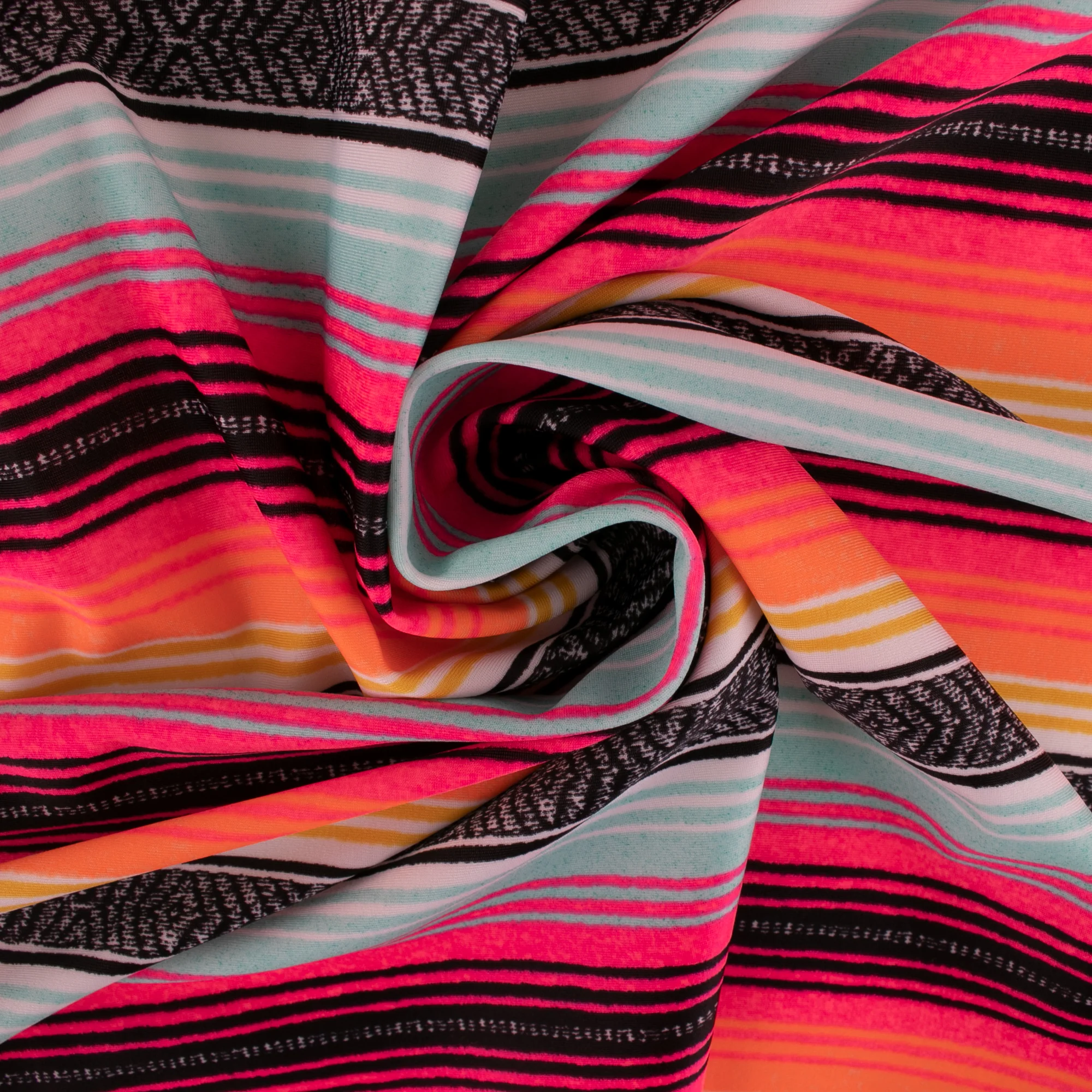 Bathing Suit Print - Stripe - Black / Orange / Blue - Image 2