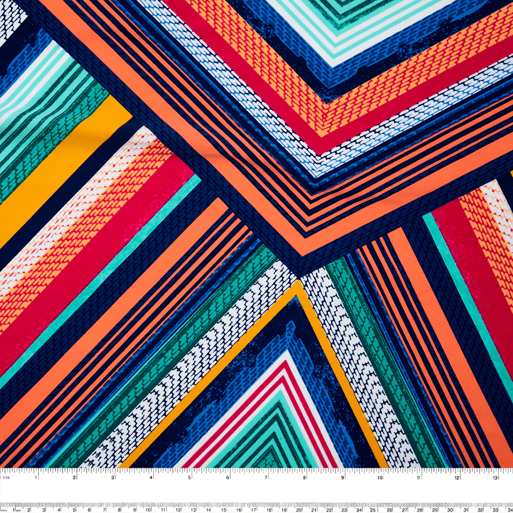 Bathing Suit Print - Stripes panel 22" x 61" (55 x 155 cm)- Red / Yellow / Blue - Image 3