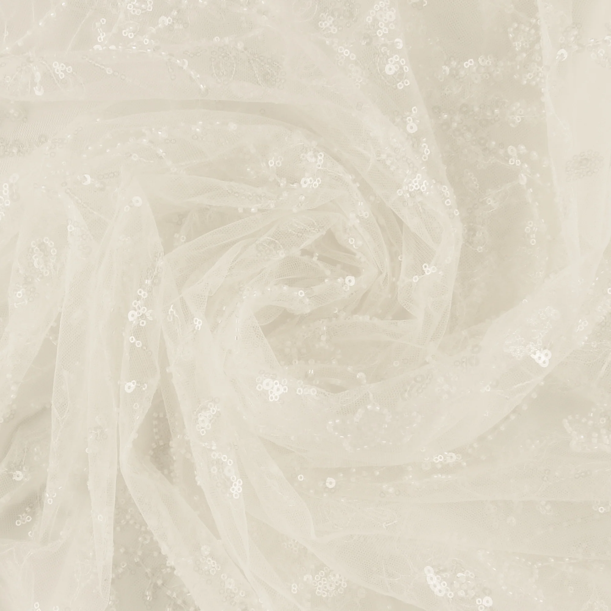 Beaded Mesh Embroidery - ELEGANZA - 001 - Offwhite - Image 2