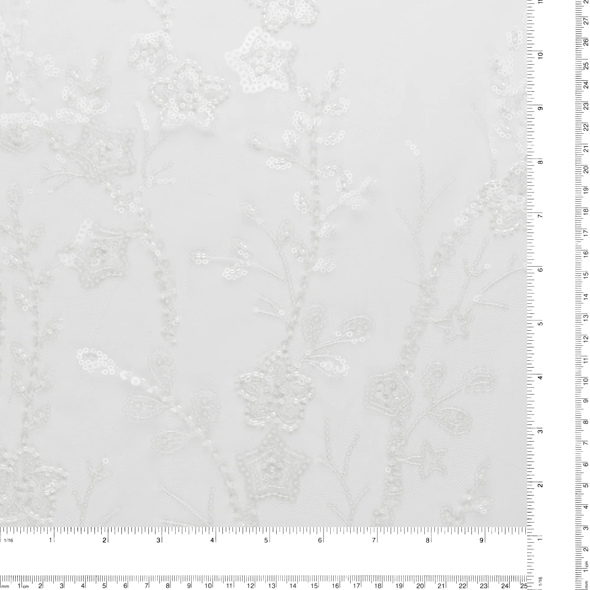 Beaded Mesh Embroidery - ELEGANZA - 002 - White - Image 3