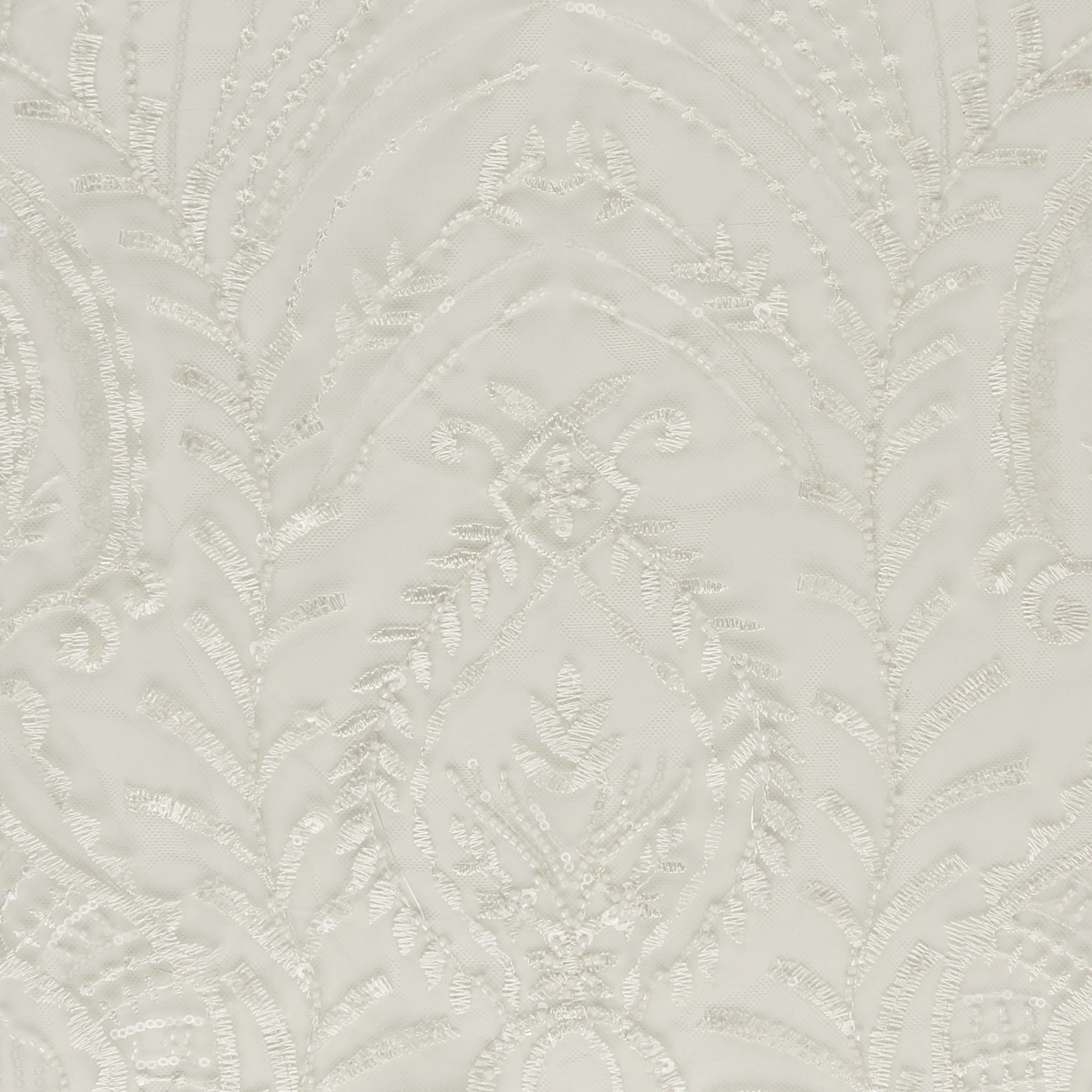Beaded Mesh Embroidery - ELEGANZA - 004 - Offwhite