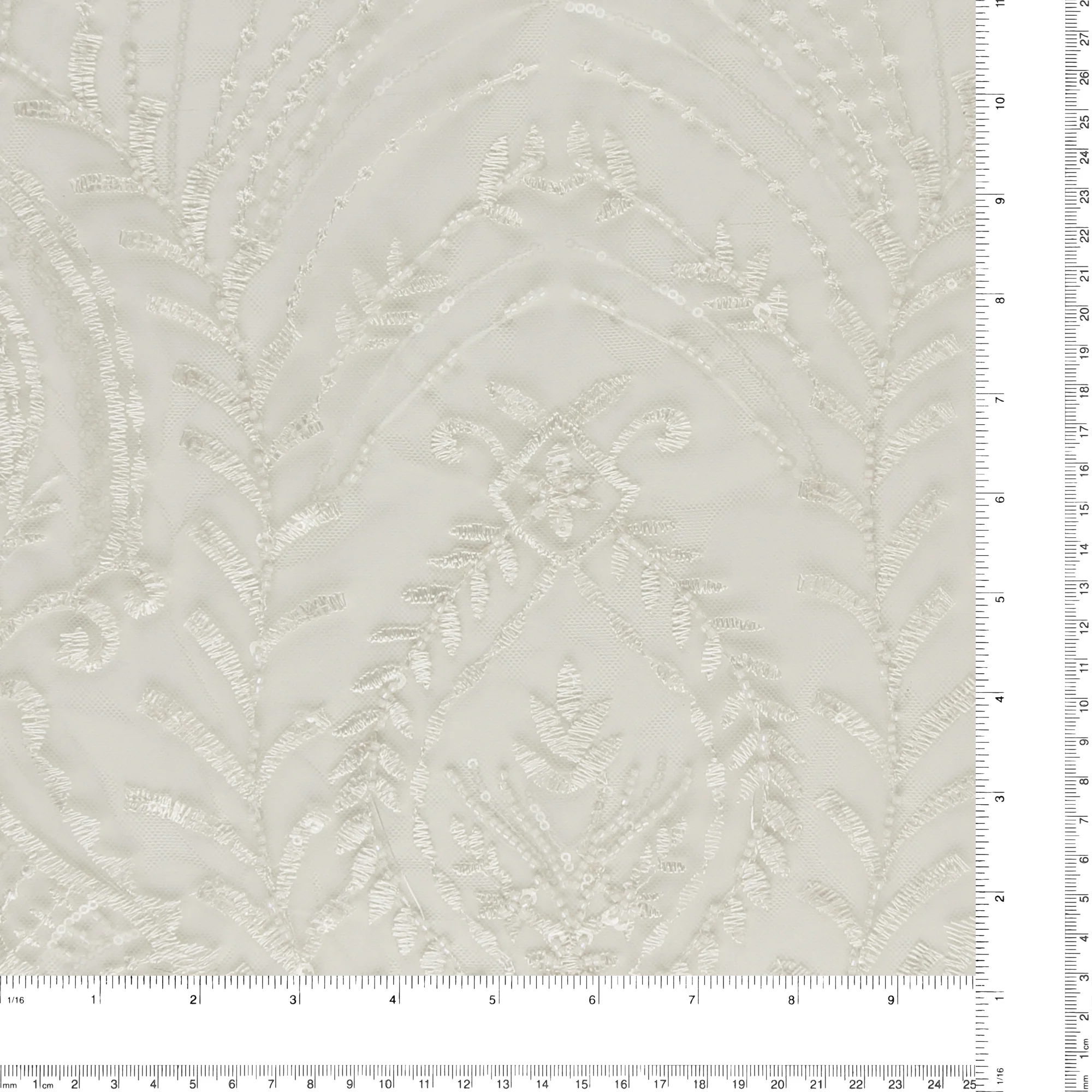 Beaded Mesh Embroidery - ELEGANZA - 004 - Offwhite - Image 3