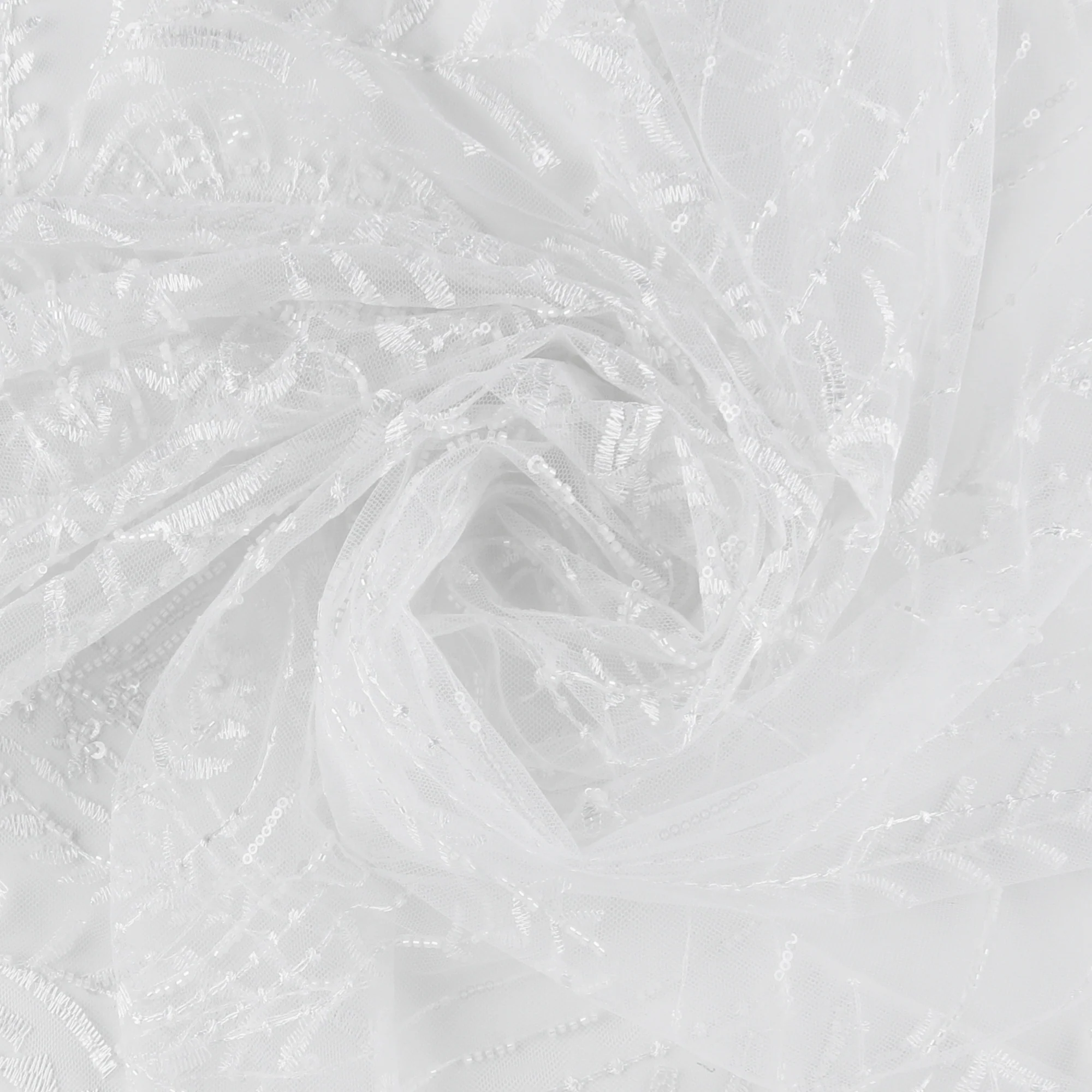 Beaded Mesh Embroidery - ELEGANZA - 005 - White - Image 2