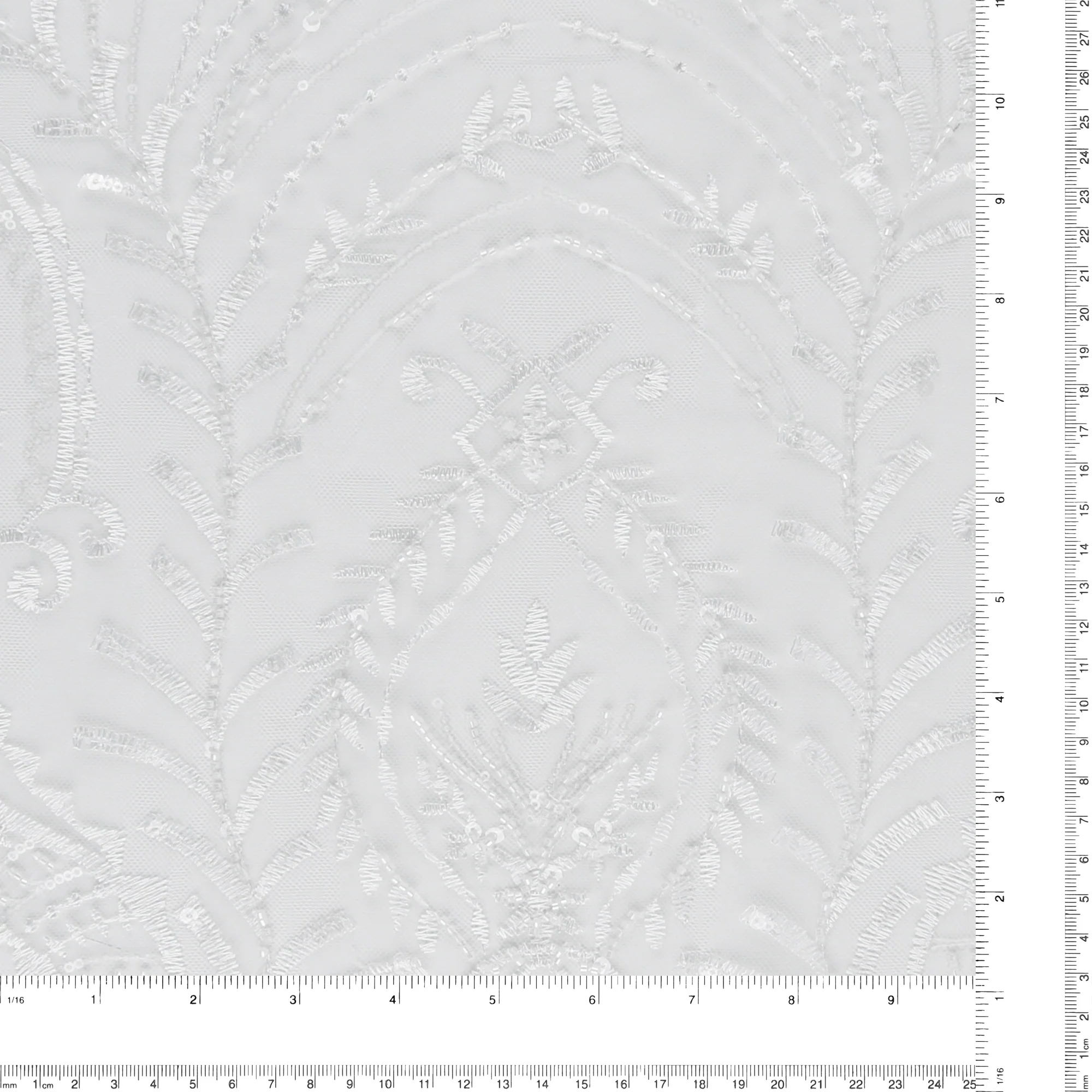 Beaded Mesh Embroidery - ELEGANZA - 005 - White - Image 3