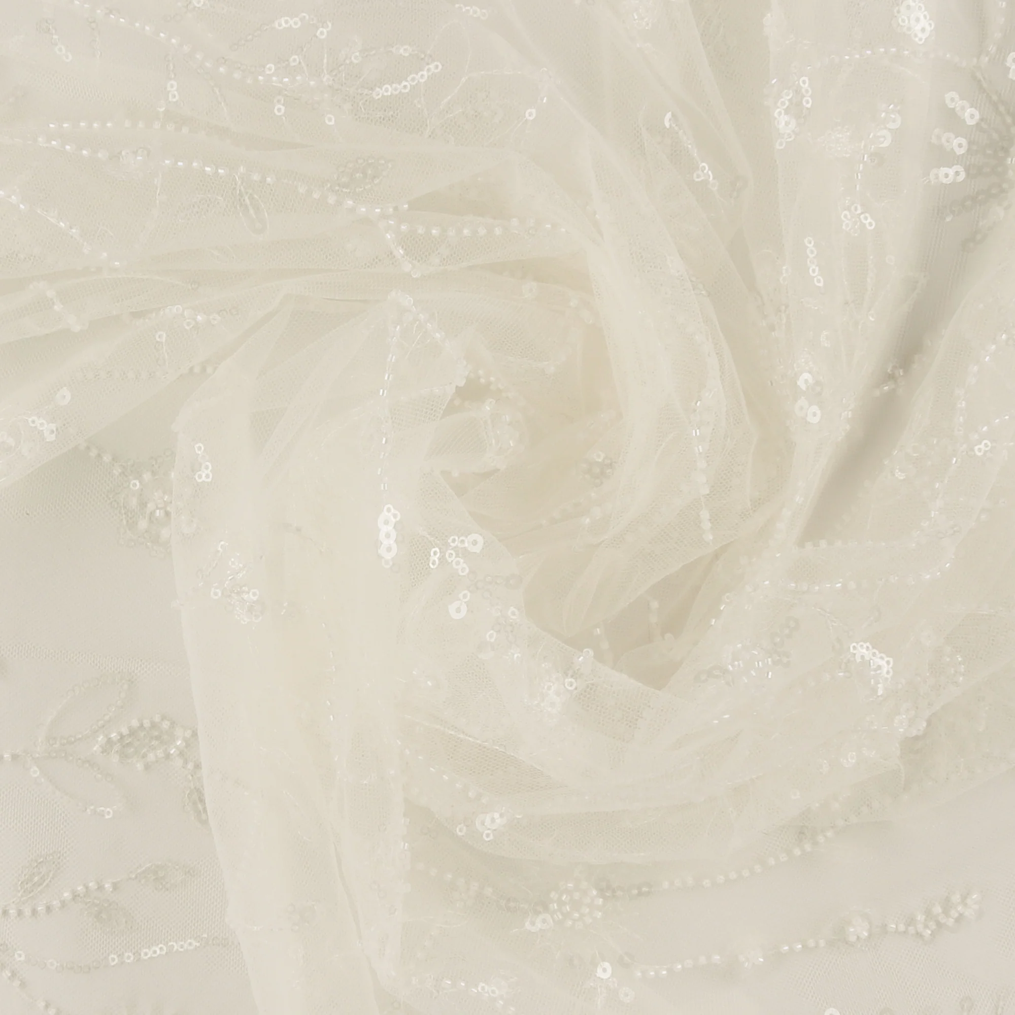 Beaded Mesh Embroidery - ELEGANZA - 006 - Offwhite - Image 2