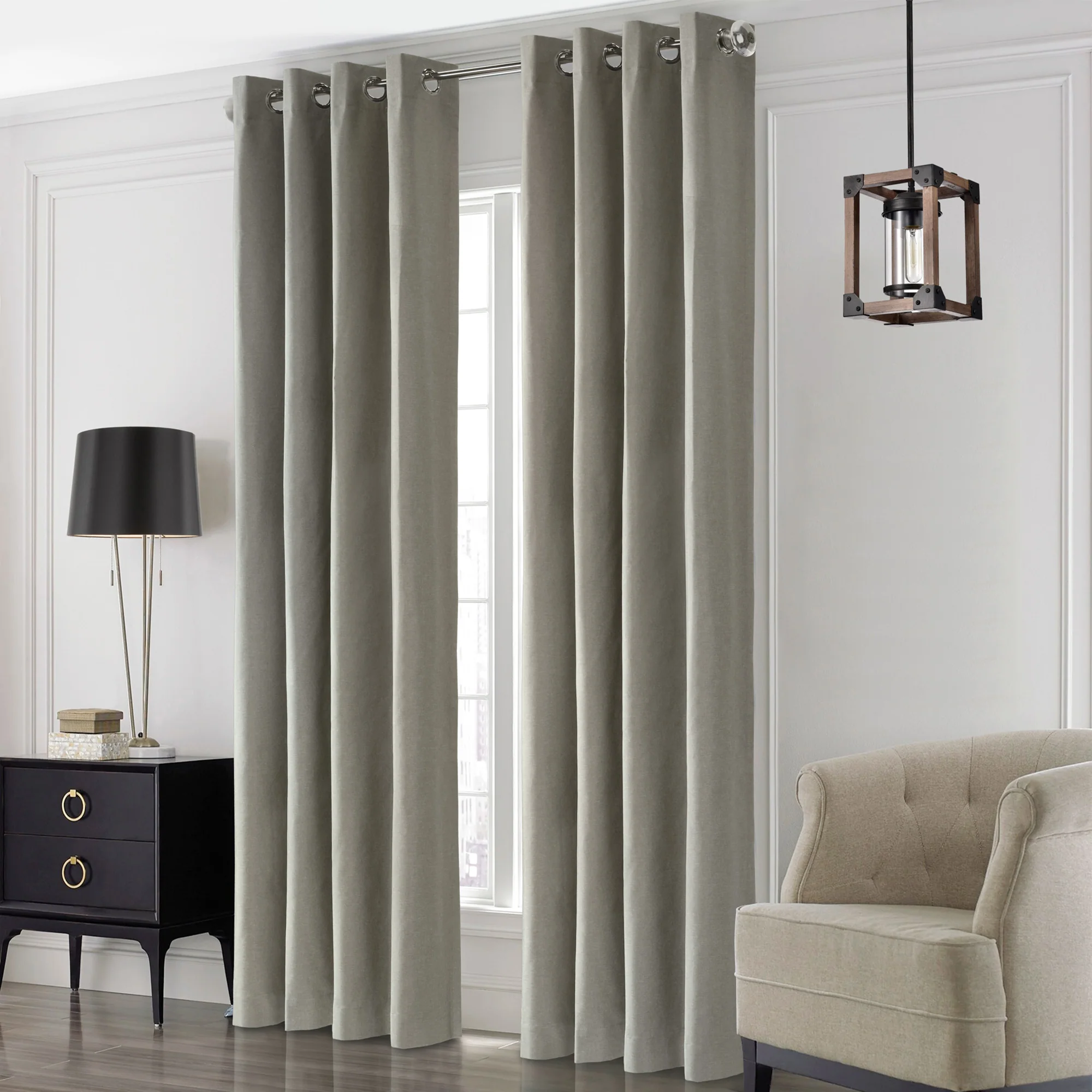 Blackout Grommet curtain panel - Edison - Light Grey