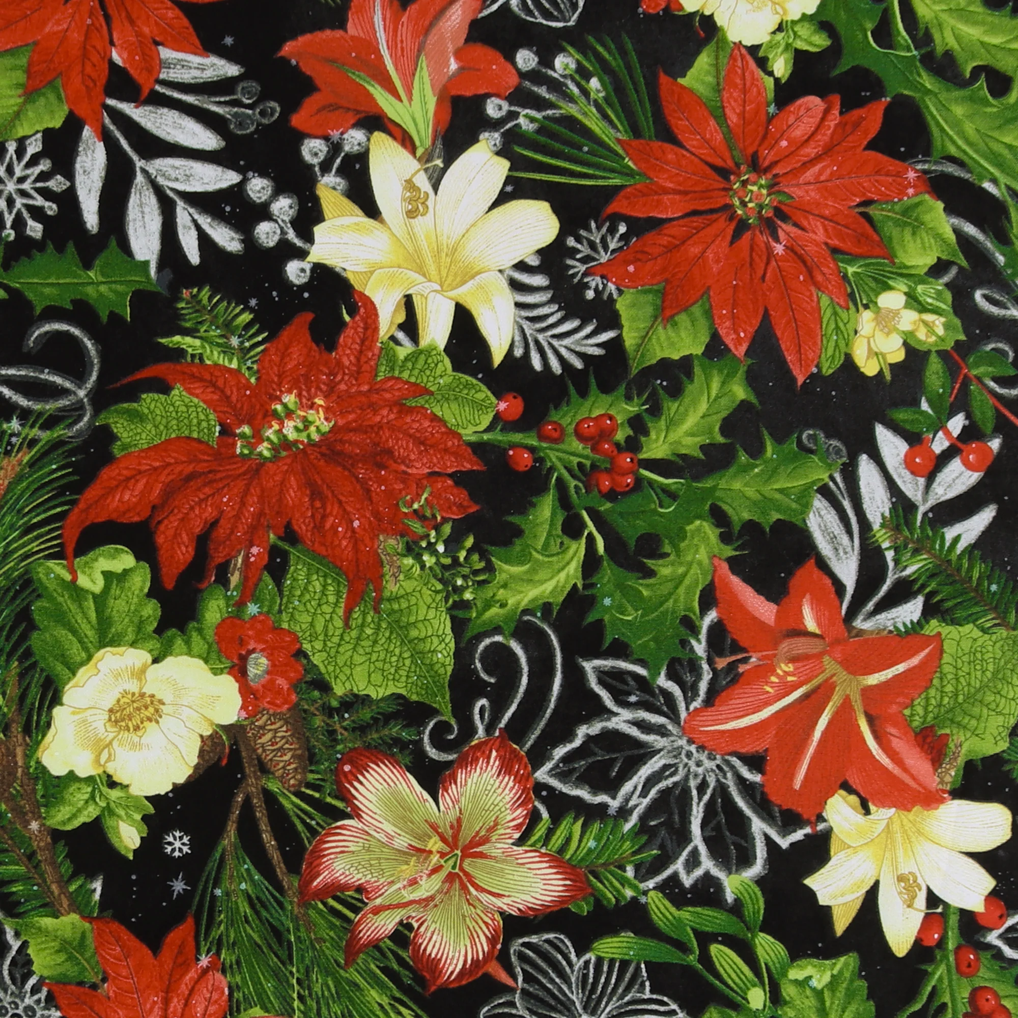 Blank - Printed Cotton - BE MERRY & SHINE BRIGHT - 004 - Black