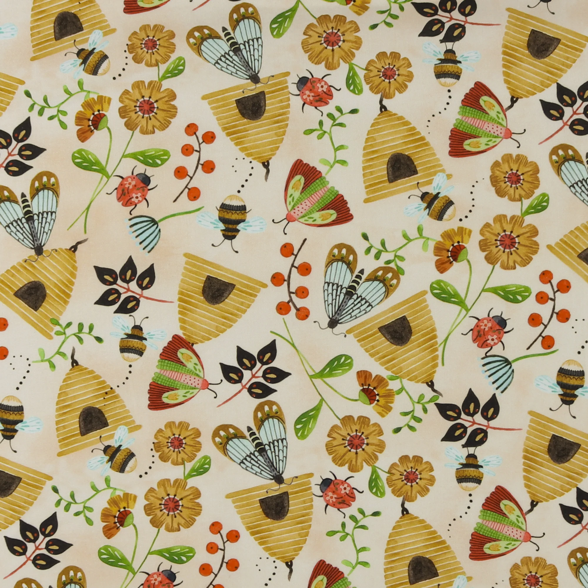 Blank - Printed Cotton - NATURE'S SYMPHONY - 007 - Cream