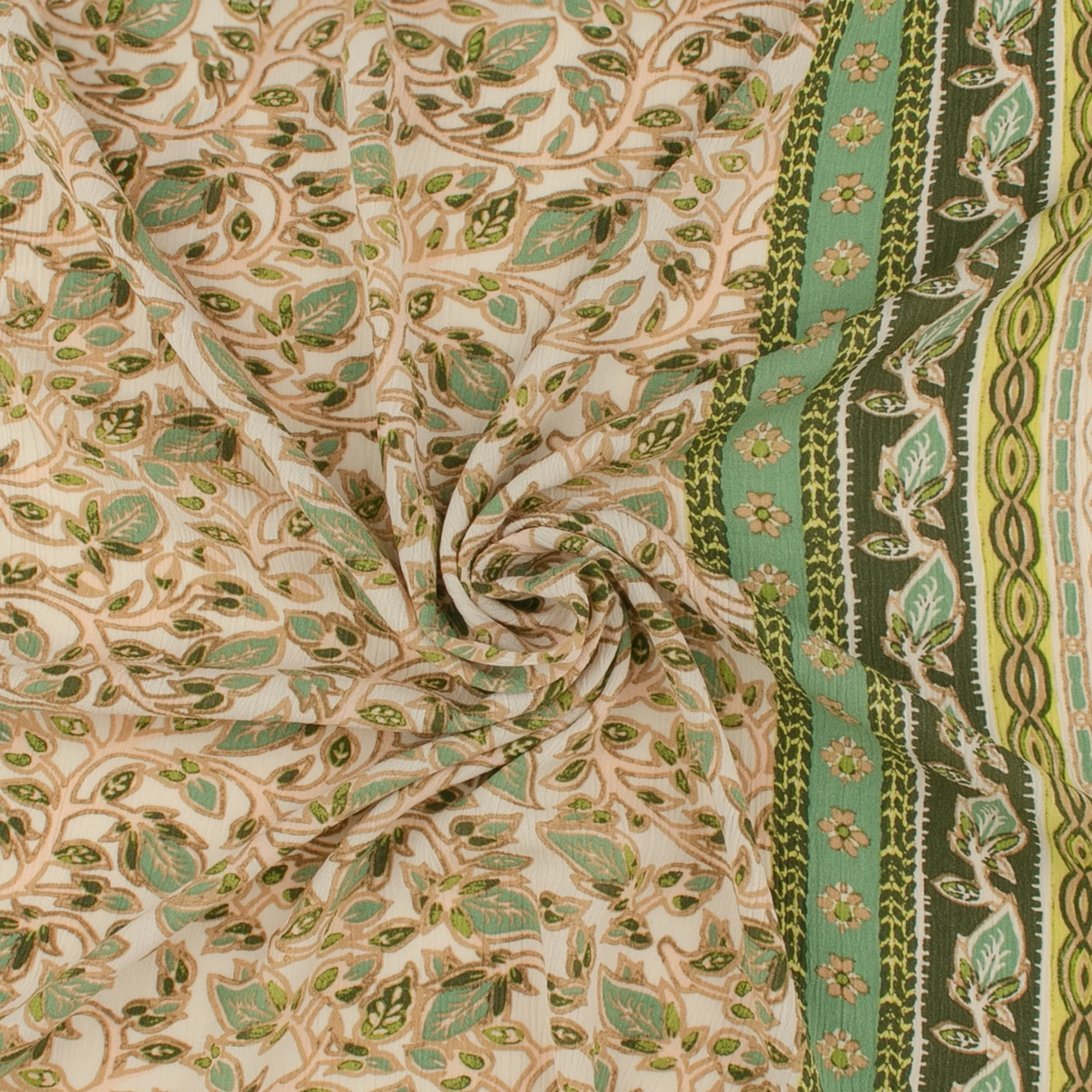 Border Printed Crinkled Yoryu - DELILAH - 019 - Green - Image 2
