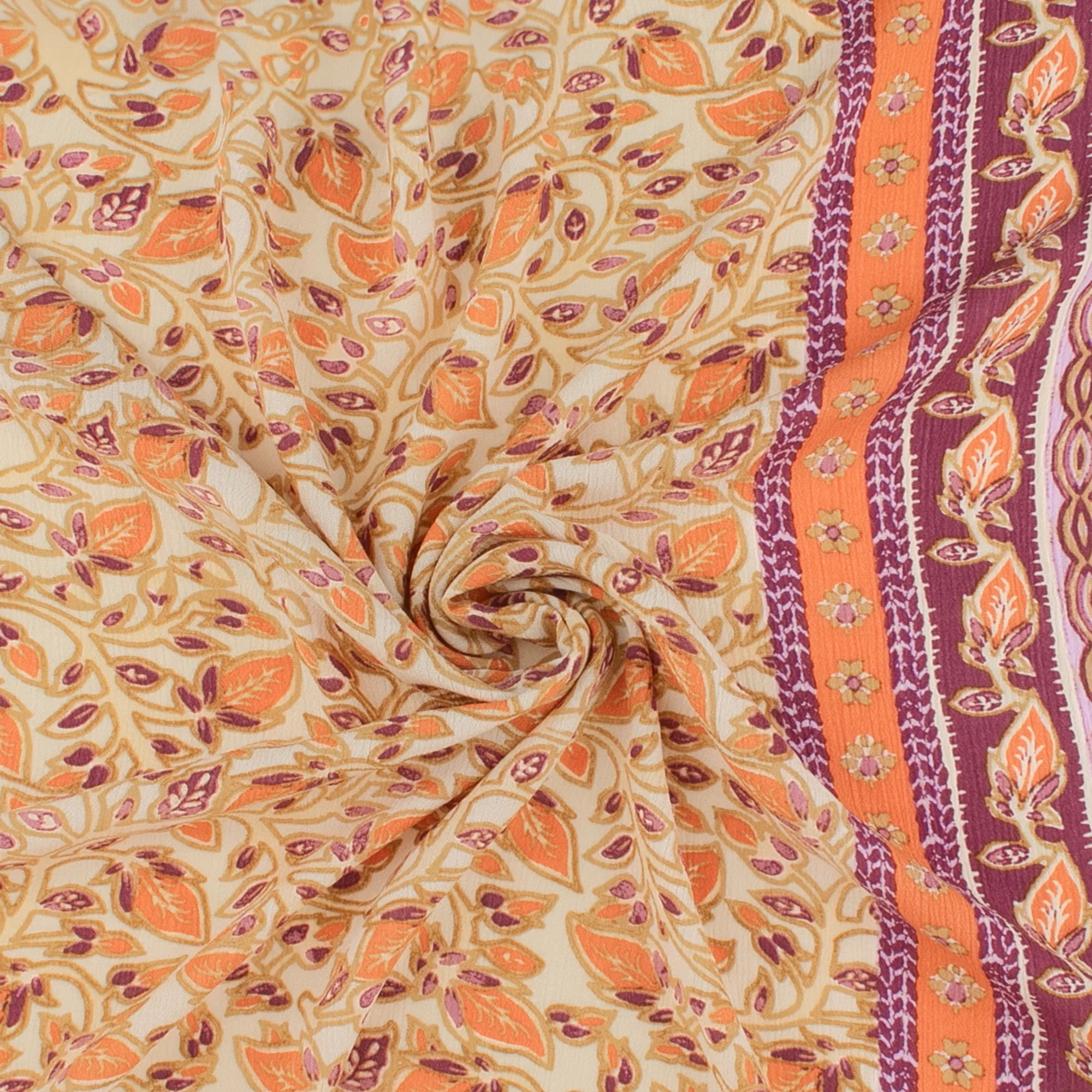 Border Printed Crinkled Yoryu - DELILAH - 020 - Beige - Image 2