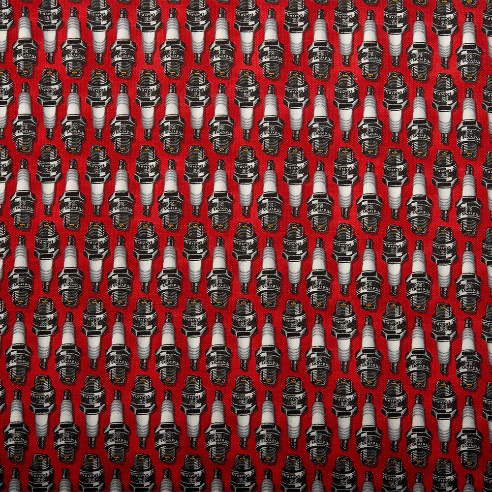 BORN TO RIDE Cotton print - Spark plugs - Red