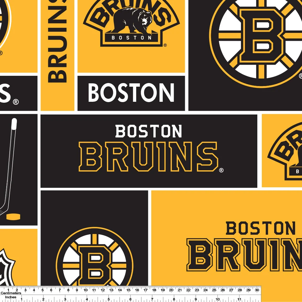 Boston Bruins - NHL Cotton Print - Squares - Image 2