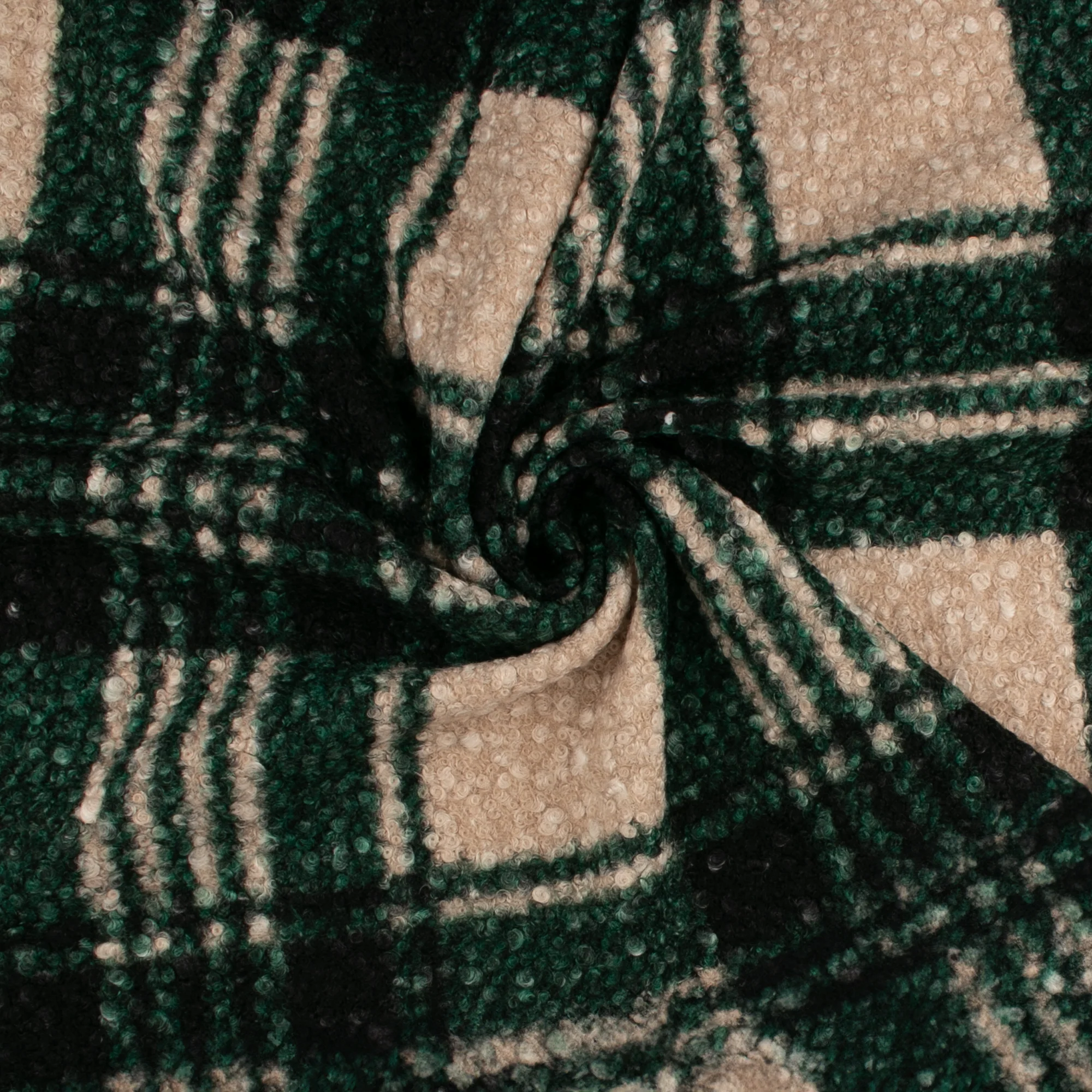Bouclé Plaid Coating - CURLY - Green - Image 2