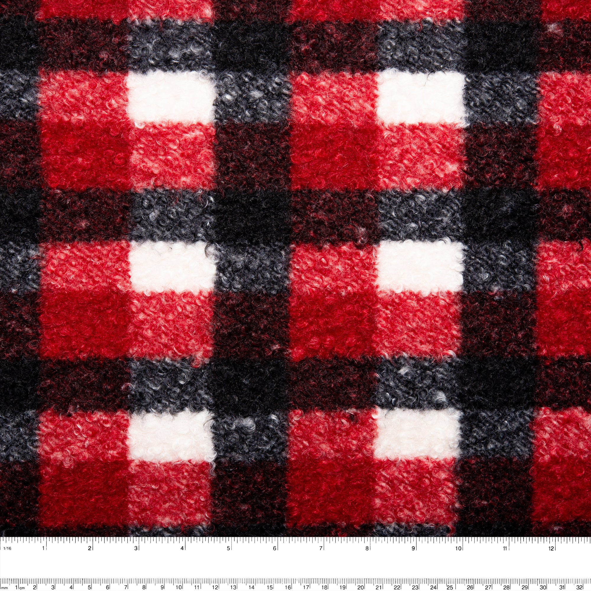Boucle Plaid Jacketing - ALESSANDRA - Red - Image 3