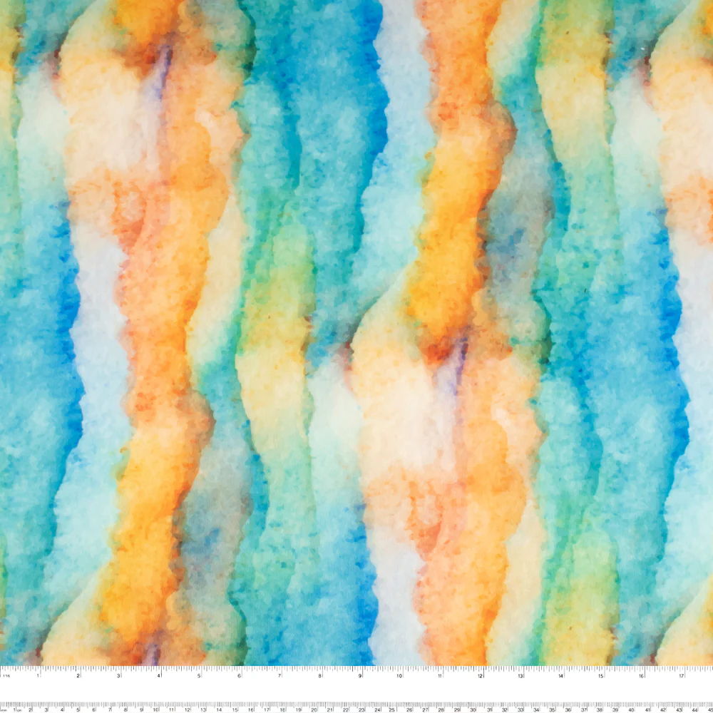 Brushed Printed Knit - DIGITAL - Abstract - Orange / Blue - Image 3