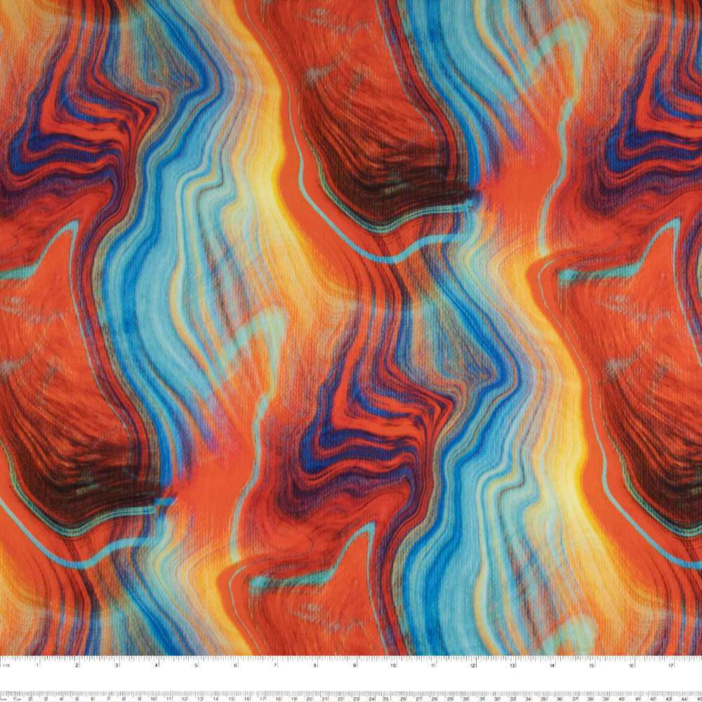 Brushed Printed Knit - DIGITAL - Abstract - Red / Blue - Image 3