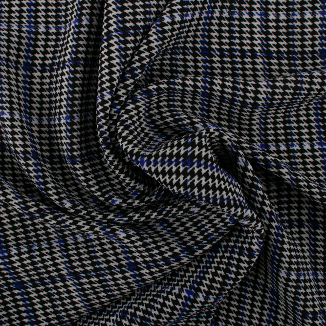 Bubble Crepe Print - Houndstooth - Blue - Image 2