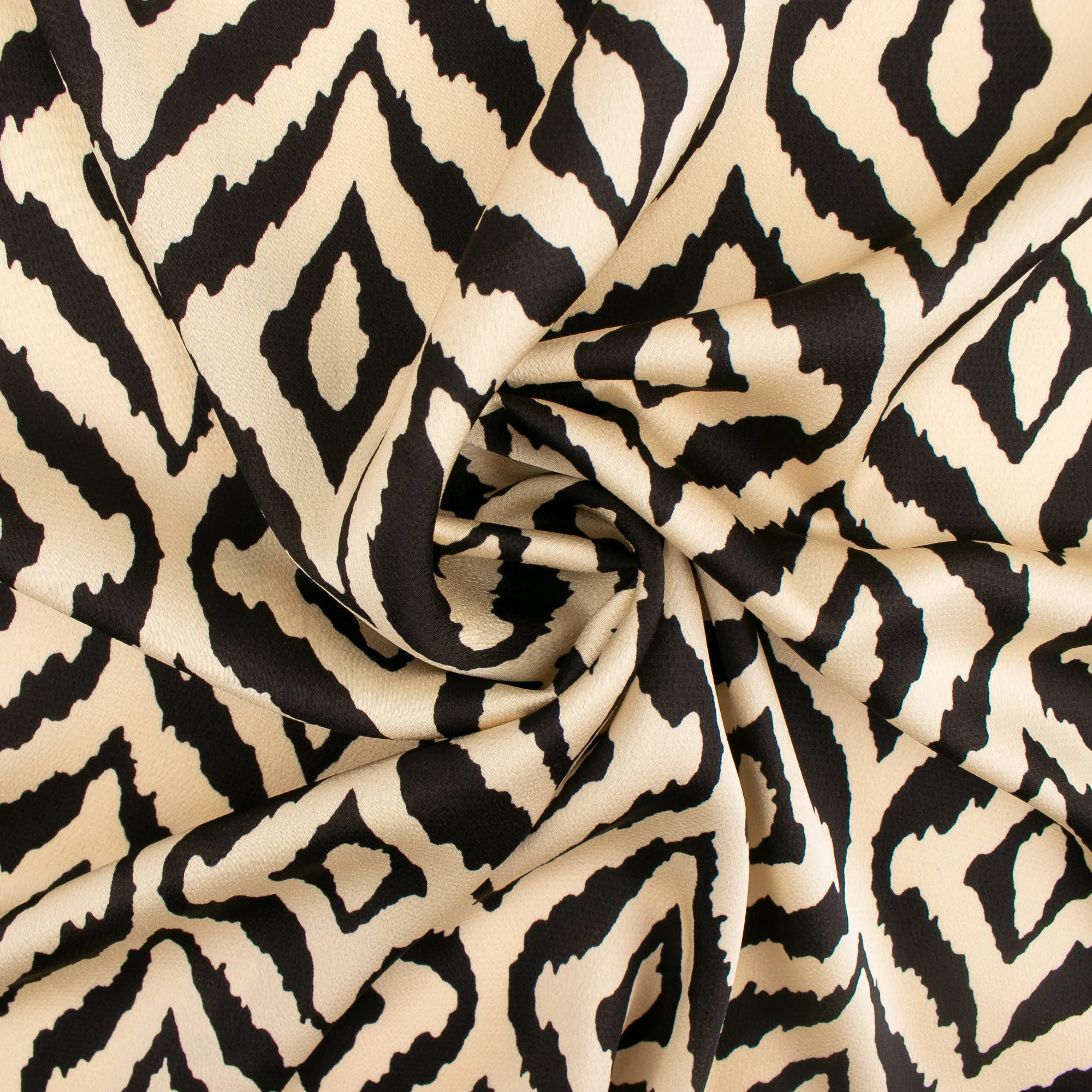 BUBBLE SHINE Printed Polyester - Ikat - Black - Image 2